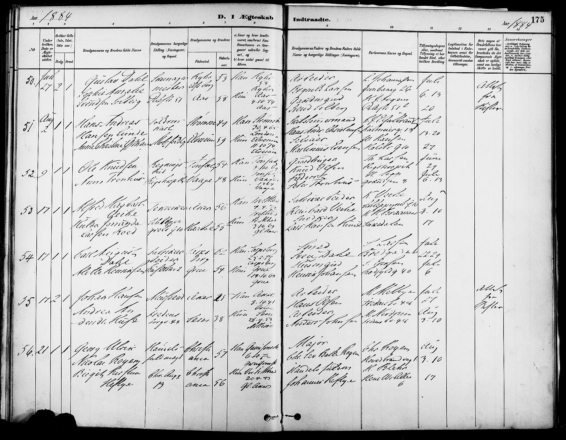 Gamle Aker prestekontor Kirkebøker, AV/SAO-A-10617a/F/L0007: Parish register (official) no. 7, 1882-1890, p. 175