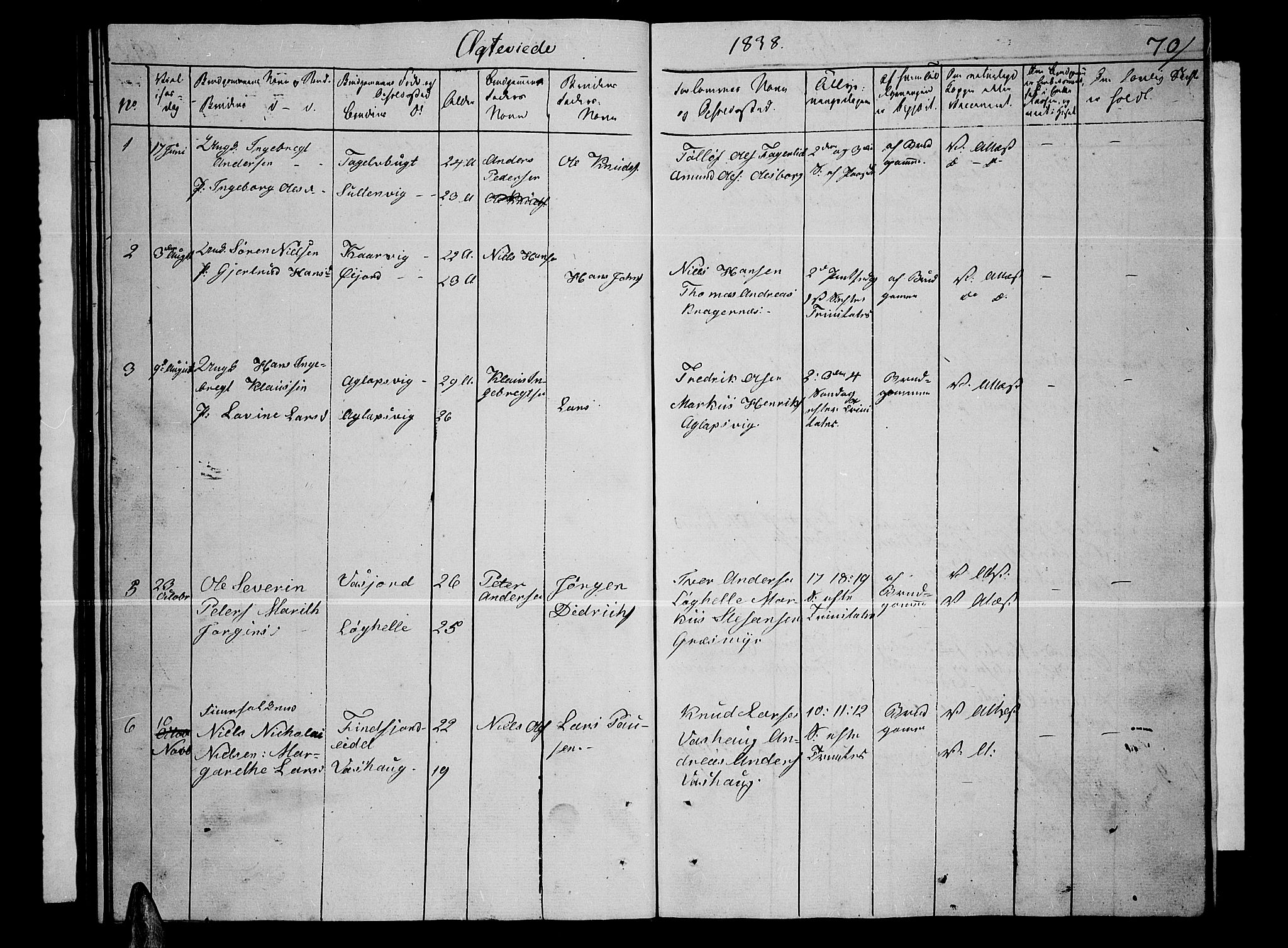 Lenvik sokneprestembete, SATØ/S-1310/H/Ha/Hab/L0002klokker: Parish register (copy) no. 2, 1838-1843, p. 70