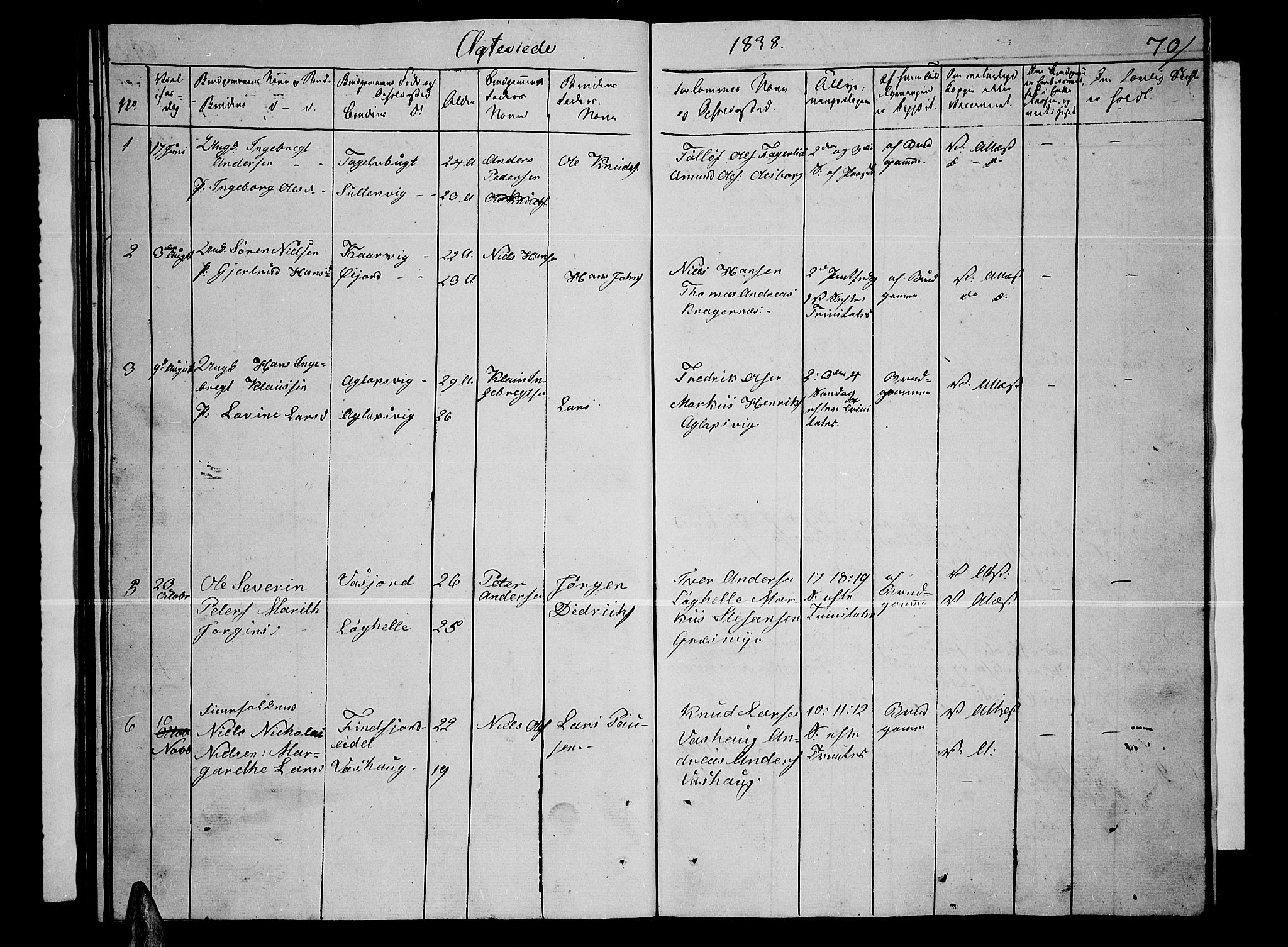 Lenvik sokneprestembete, AV/SATØ-S-1310/H/Ha/Hab/L0002klokker: Parish register (copy) no. 2, 1838-1843, p. 70