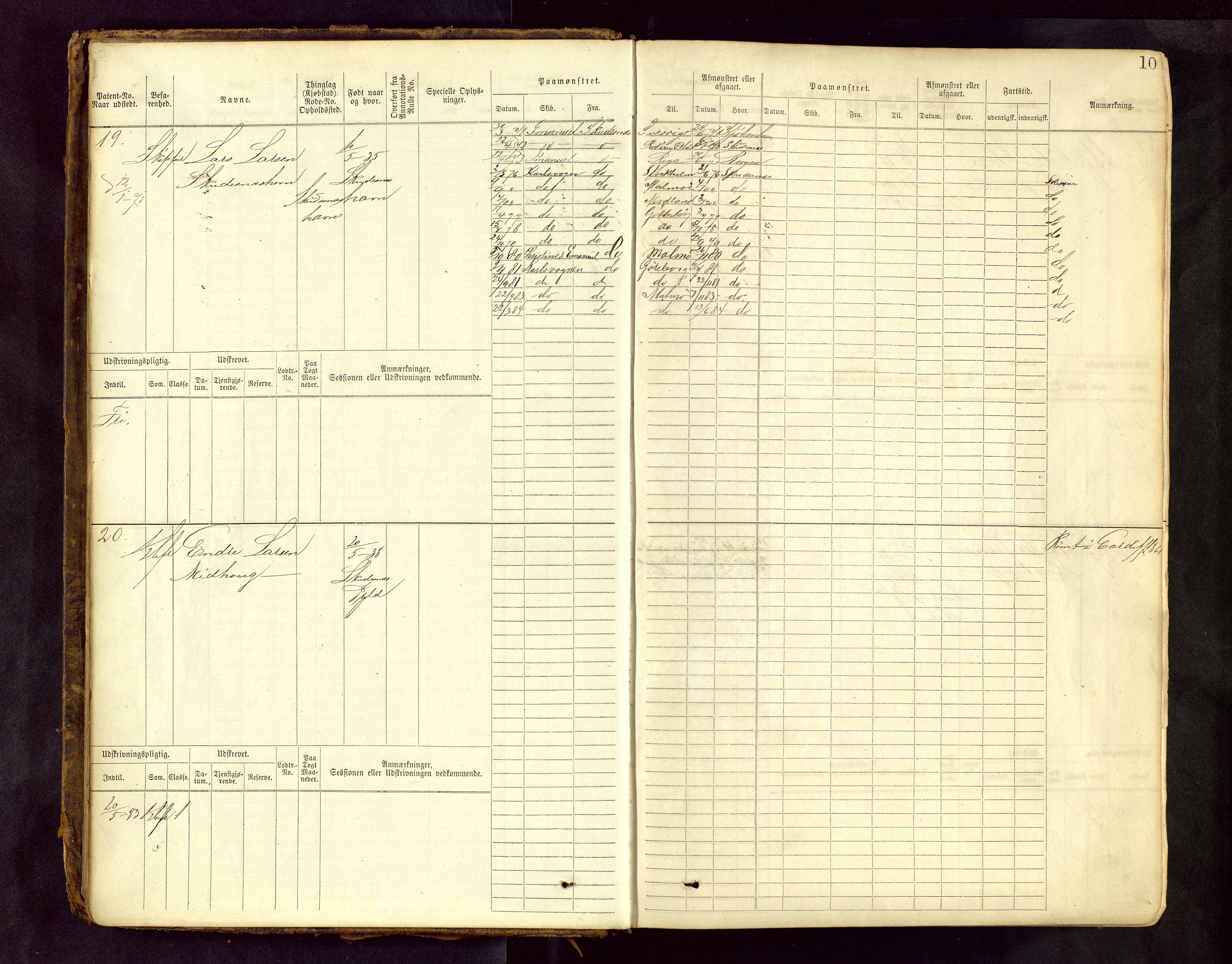 Haugesund sjømannskontor, AV/SAST-A-102007/F/Fb/Fbb/L0001: Sjøfartsrulle Skudenes krets No 1 - 958, 1860-1948, p. 10
