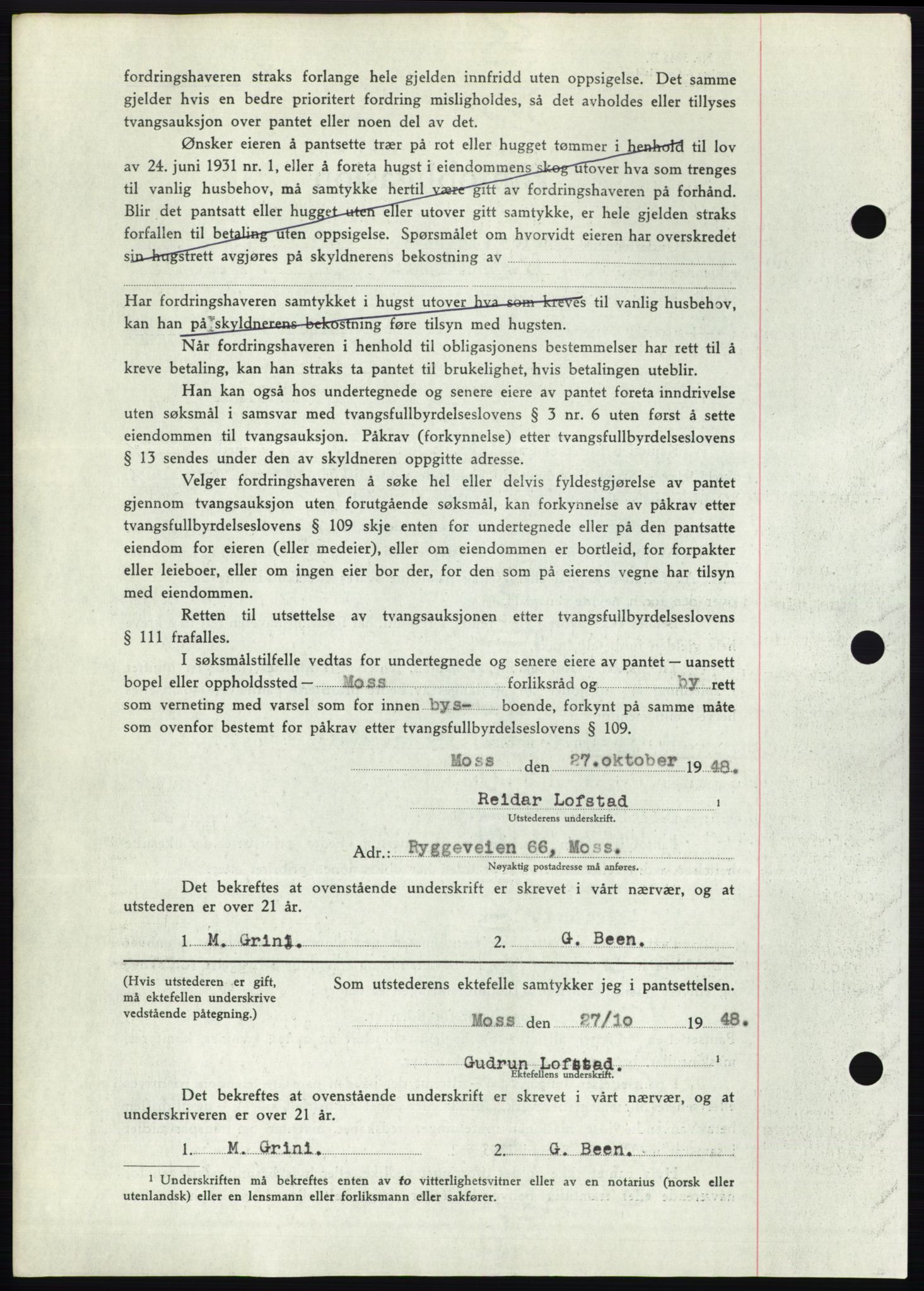 Moss sorenskriveri, AV/SAO-A-10168: Mortgage book no. B20, 1948-1948, Diary no: : 2801/1948