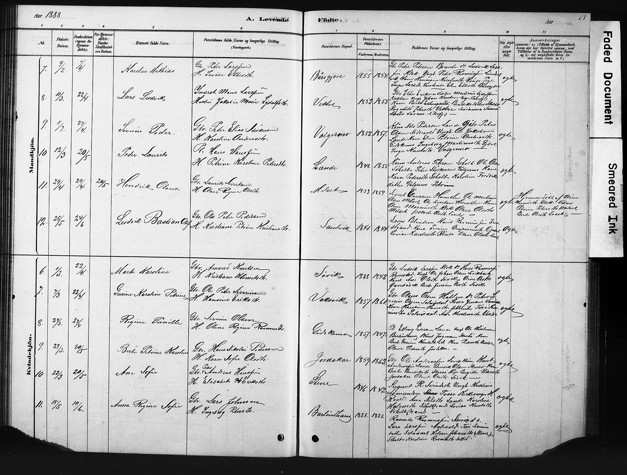 Ministerialprotokoller, klokkerbøker og fødselsregistre - Møre og Romsdal, AV/SAT-A-1454/522/L0326: Parish register (copy) no. 522C05, 1878-1890, p. 58