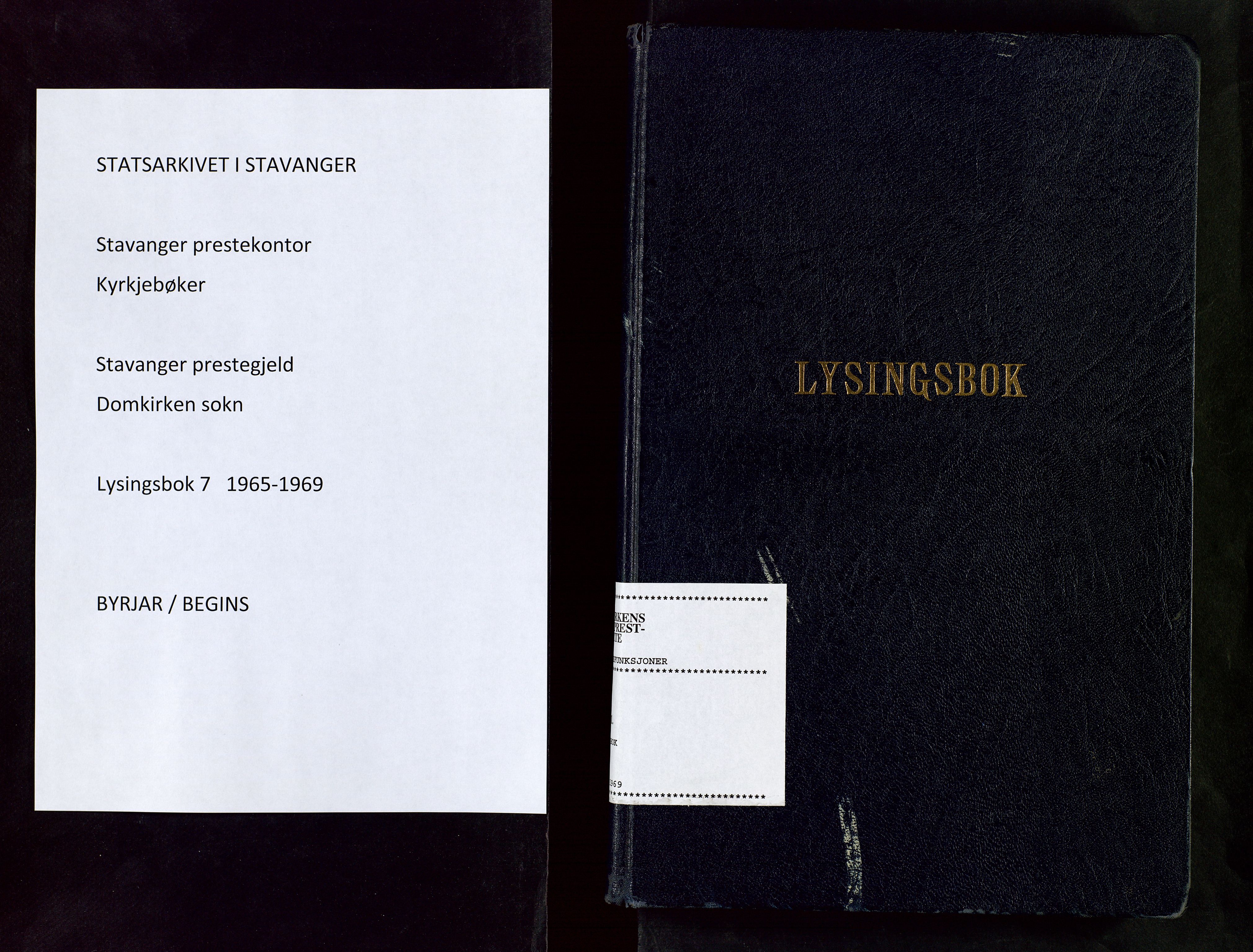 Domkirken sokneprestkontor, SAST/A-101812/001/70/705BB/L0007: Banns register no. 7, 1965-1969