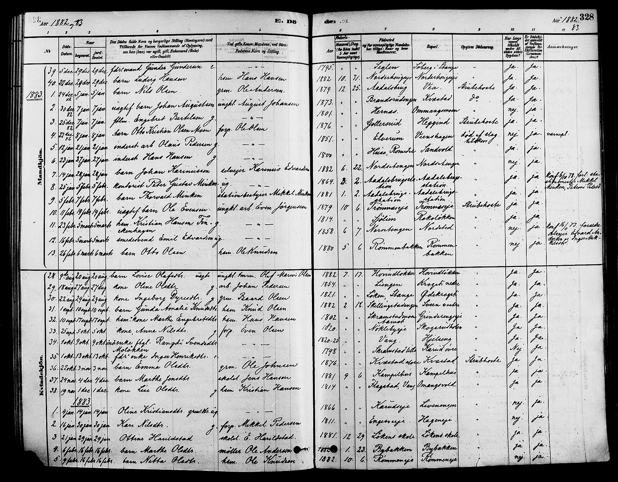 Løten prestekontor, AV/SAH-PREST-022/K/Ka/L0009: Parish register (official) no. 9, 1878-1891, p. 328