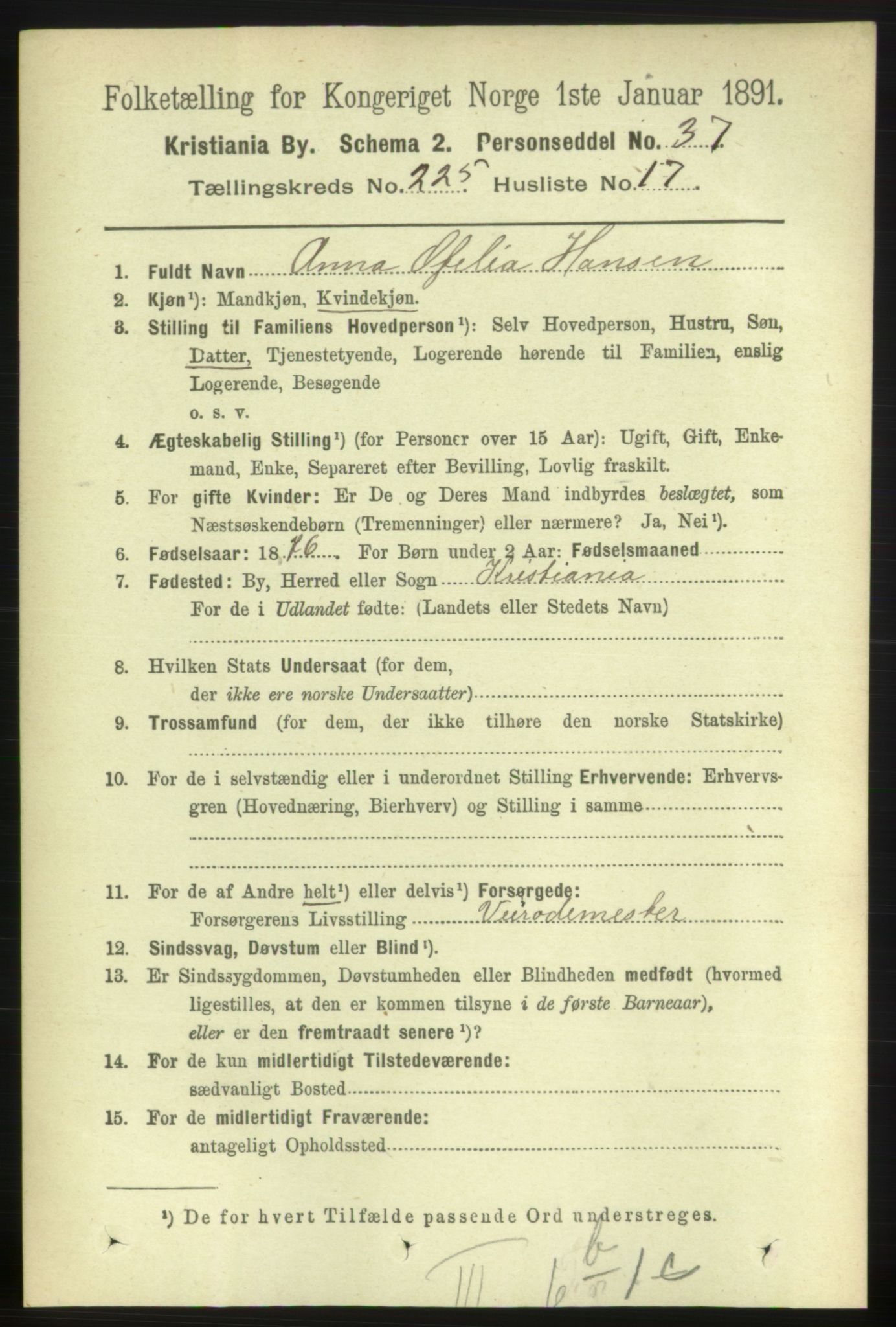 RA, 1891 census for 0301 Kristiania, 1891, p. 136978