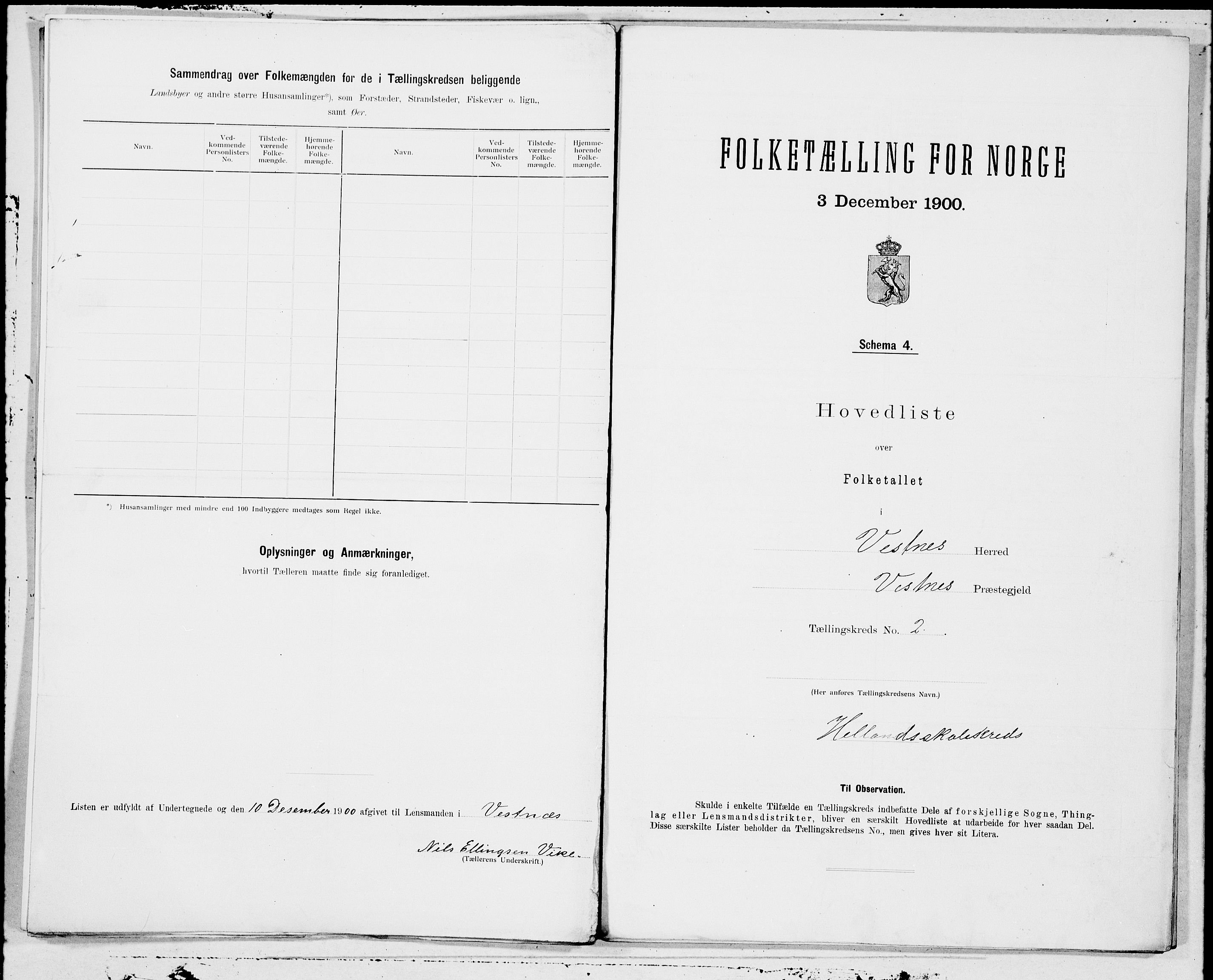 SAT, 1900 census for Vestnes, 1900, p. 4