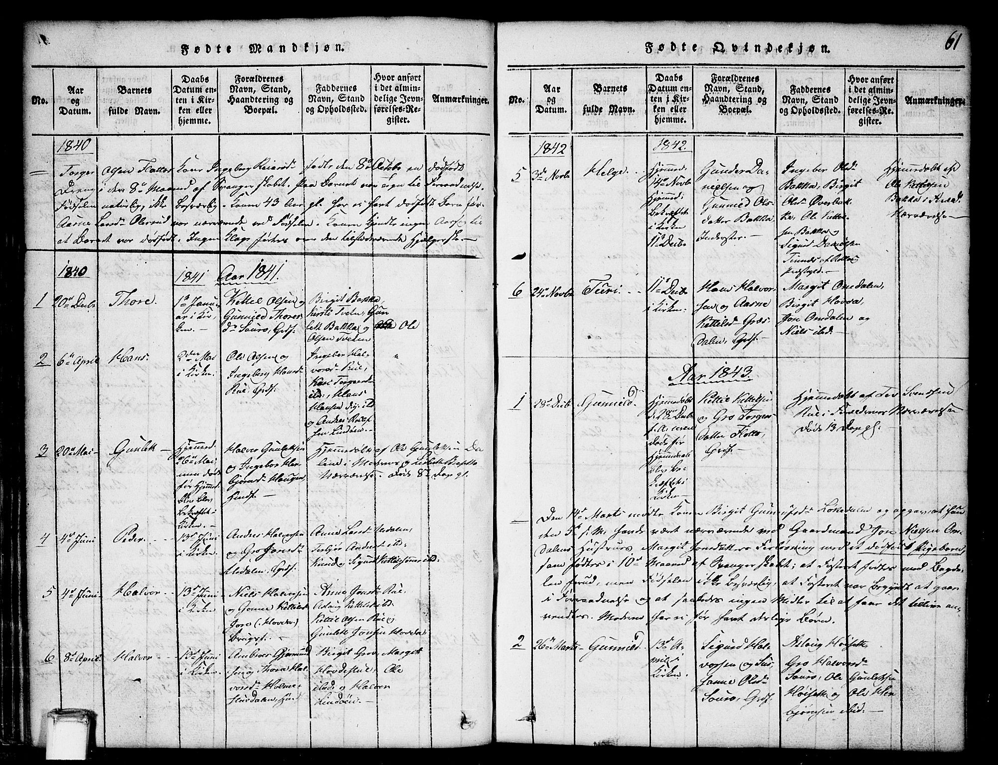 Gransherad kirkebøker, SAKO/A-267/G/Gb/L0001: Parish register (copy) no. II 1, 1815-1860, p. 61
