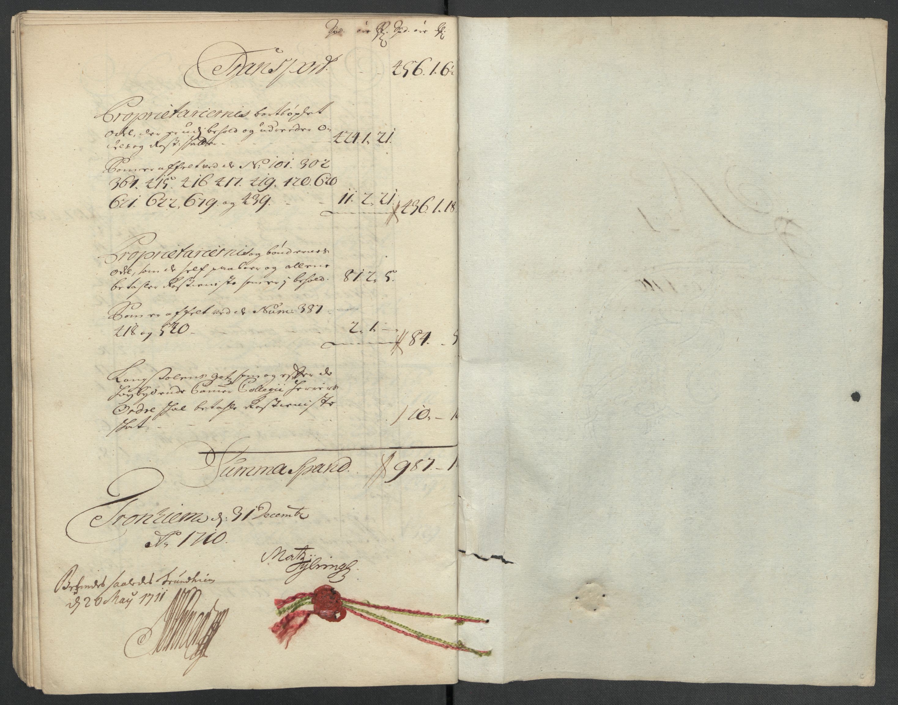Rentekammeret inntil 1814, Reviderte regnskaper, Fogderegnskap, RA/EA-4092/R61/L4111: Fogderegnskap Strinda og Selbu, 1709-1710, p. 350