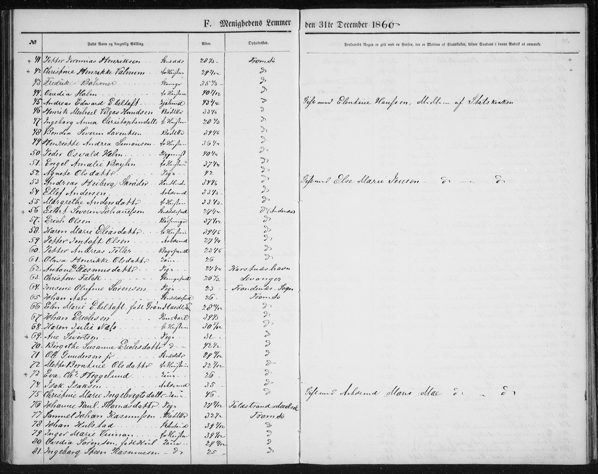 Uten arkivreferanse, SATØ/-: Dissenter register no. DP 1, 1856-1892