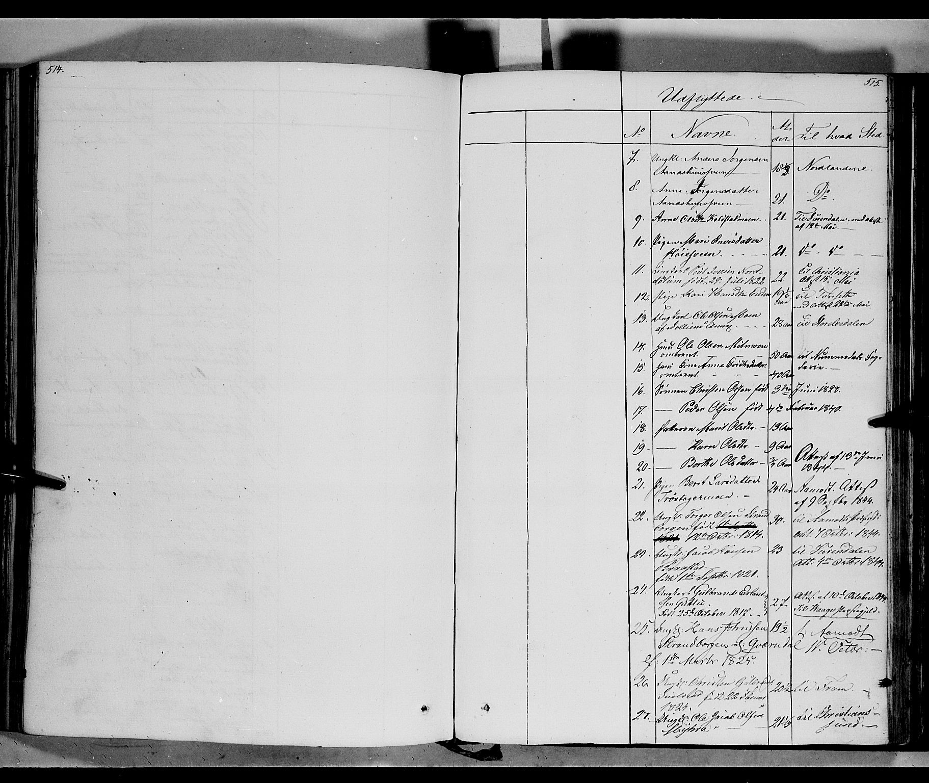 Ringebu prestekontor, SAH/PREST-082/H/Ha/Haa/L0005: Parish register (official) no. 5, 1839-1848, p. 514-515