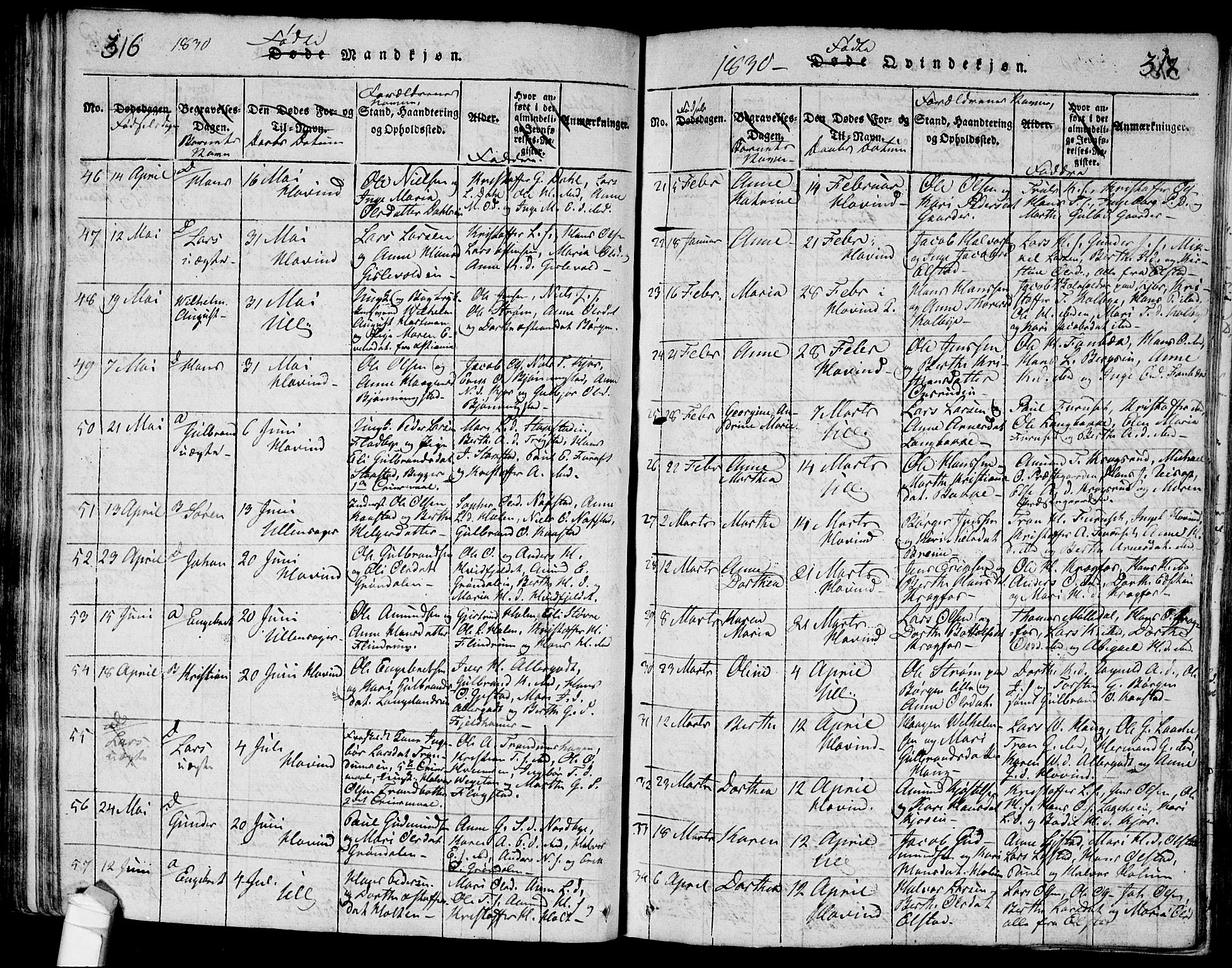 Ullensaker prestekontor Kirkebøker, AV/SAO-A-10236a/G/Ga/L0001: Parish register (copy) no. I 1, 1815-1835, p. 316-317