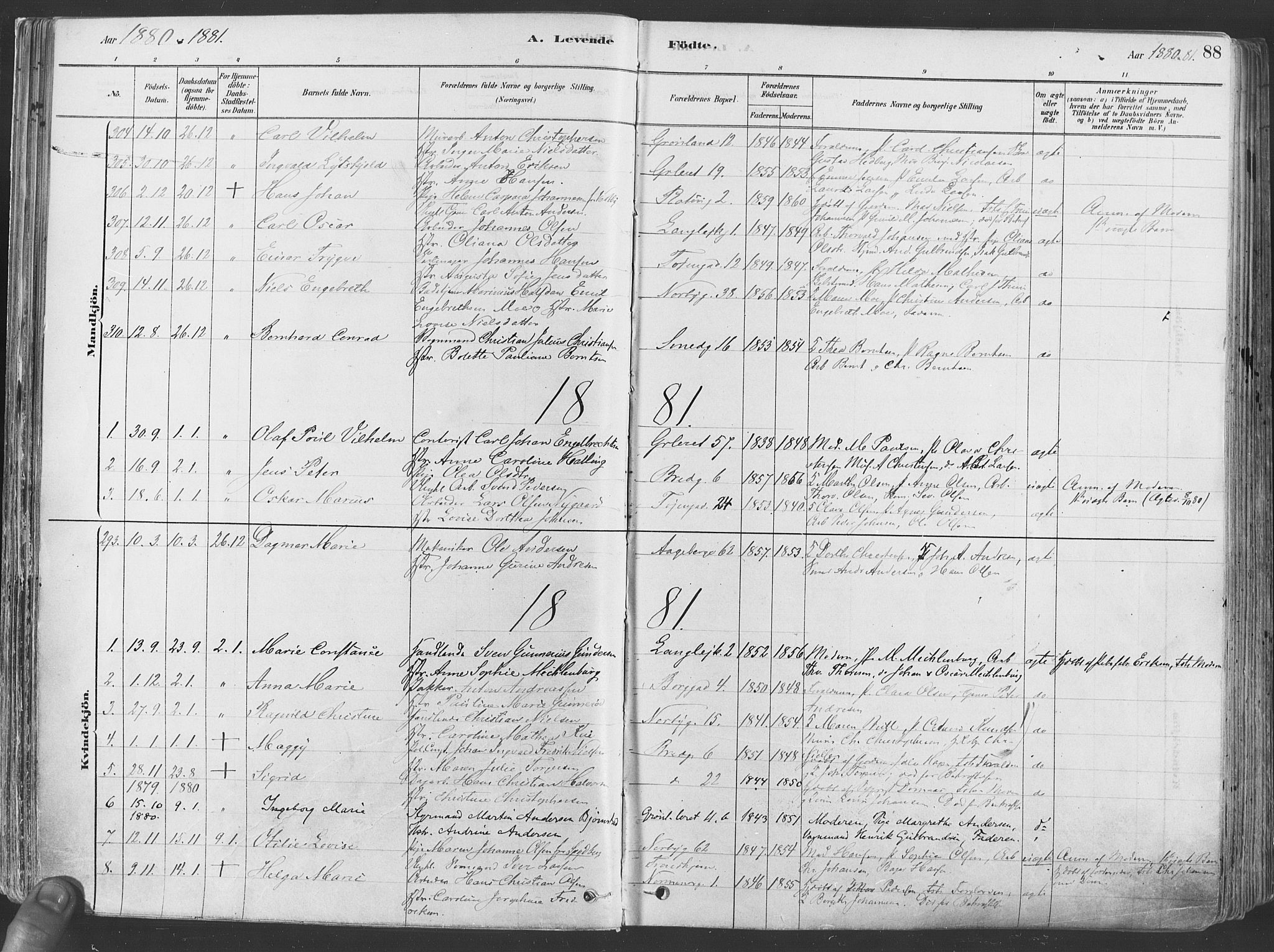 Grønland prestekontor Kirkebøker, SAO/A-10848/F/Fa/L0007: Parish register (official) no. 7, 1878-1888, p. 88