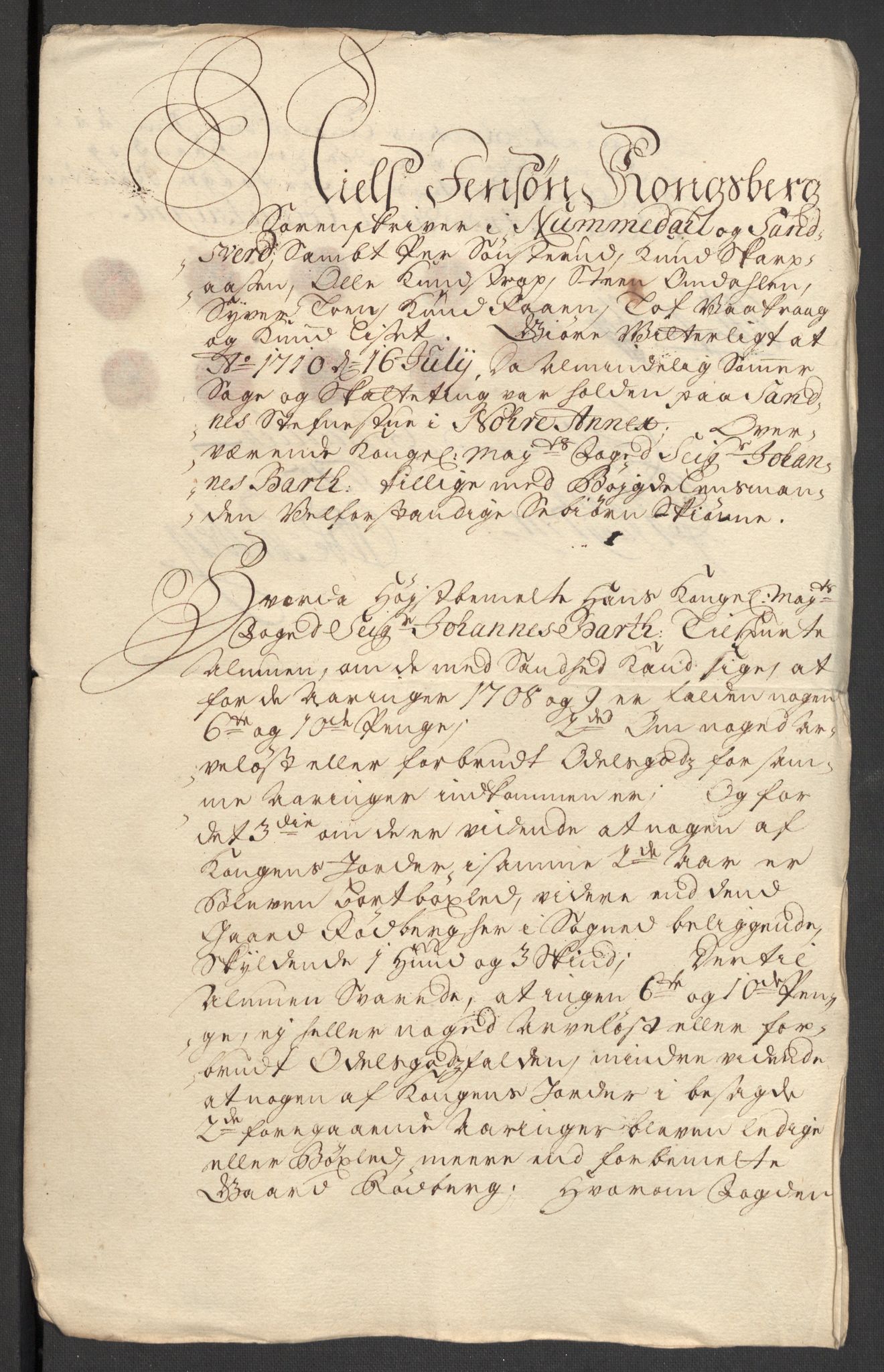 Rentekammeret inntil 1814, Reviderte regnskaper, Fogderegnskap, AV/RA-EA-4092/R24/L1585: Fogderegnskap Numedal og Sandsvær, 1709-1710, p. 127