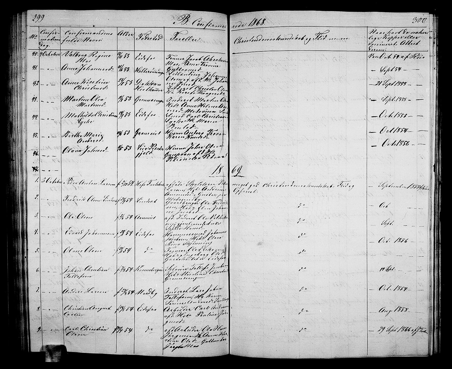 Hof kirkebøker, AV/SAKO-A-64/G/Ga/L0002: Parish register (copy) no. I 2, 1859-1873, p. 299-300