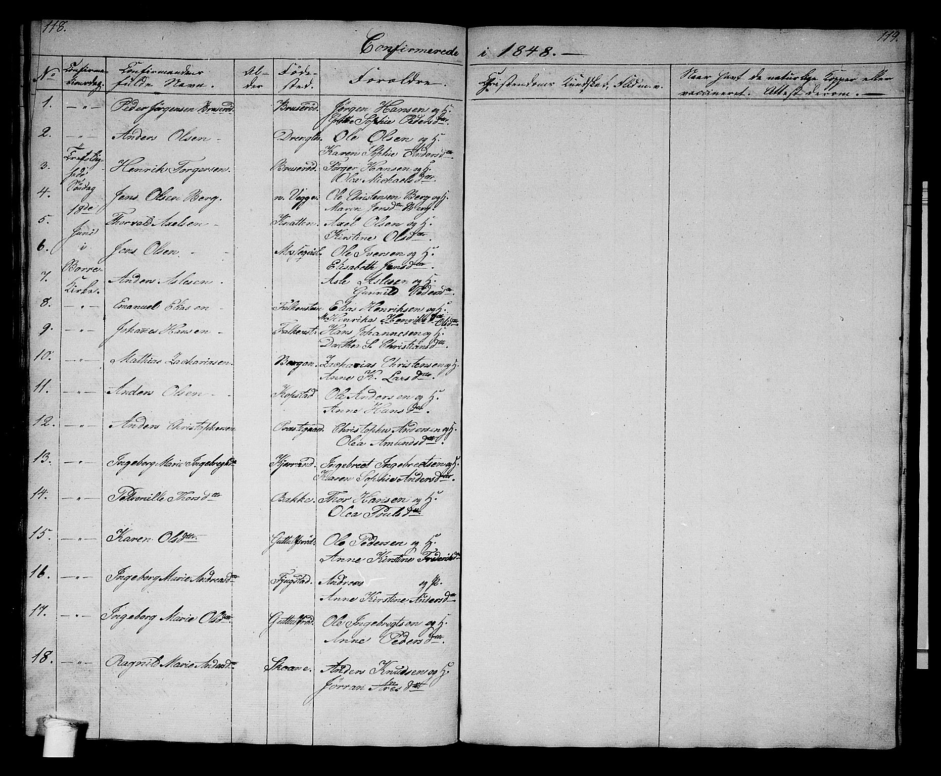 Borre kirkebøker, AV/SAKO-A-338/G/Gb/L0001: Parish register (copy) no. II 1, 1842-1877, p. 118-119