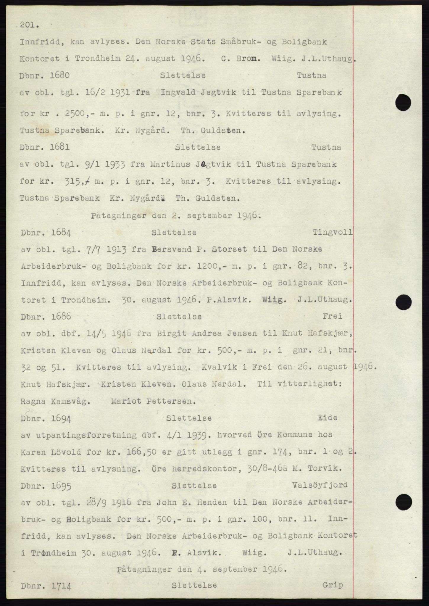 Nordmøre sorenskriveri, SAT/A-4132/1/2/2Ca: Mortgage book no. C82b, 1946-1951, Diary no: : 1680/1946