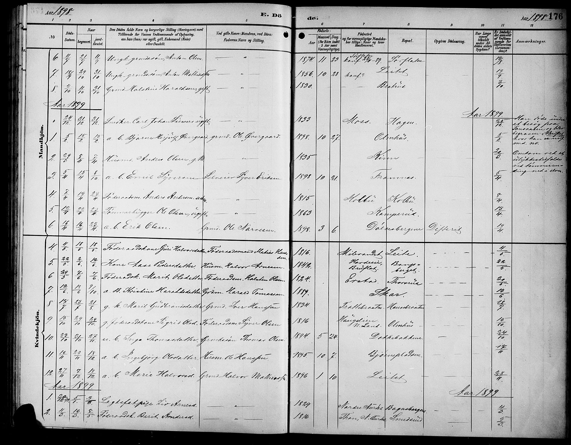 Sør-Aurdal prestekontor, SAH/PREST-128/H/Ha/Hab/L0009: Parish register (copy) no. 9, 1894-1924, p. 176