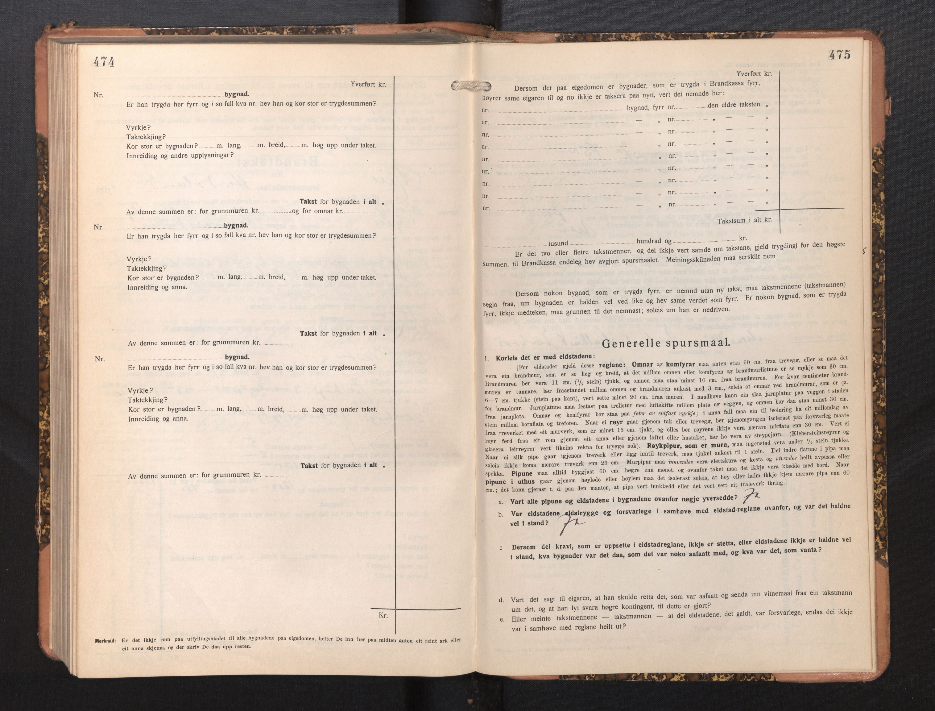 Lensmannen i Fjell, SAB/A-32301/0012/L0006: Branntakstprotokoll, skjematakst, 1931-1945, p. 474-475