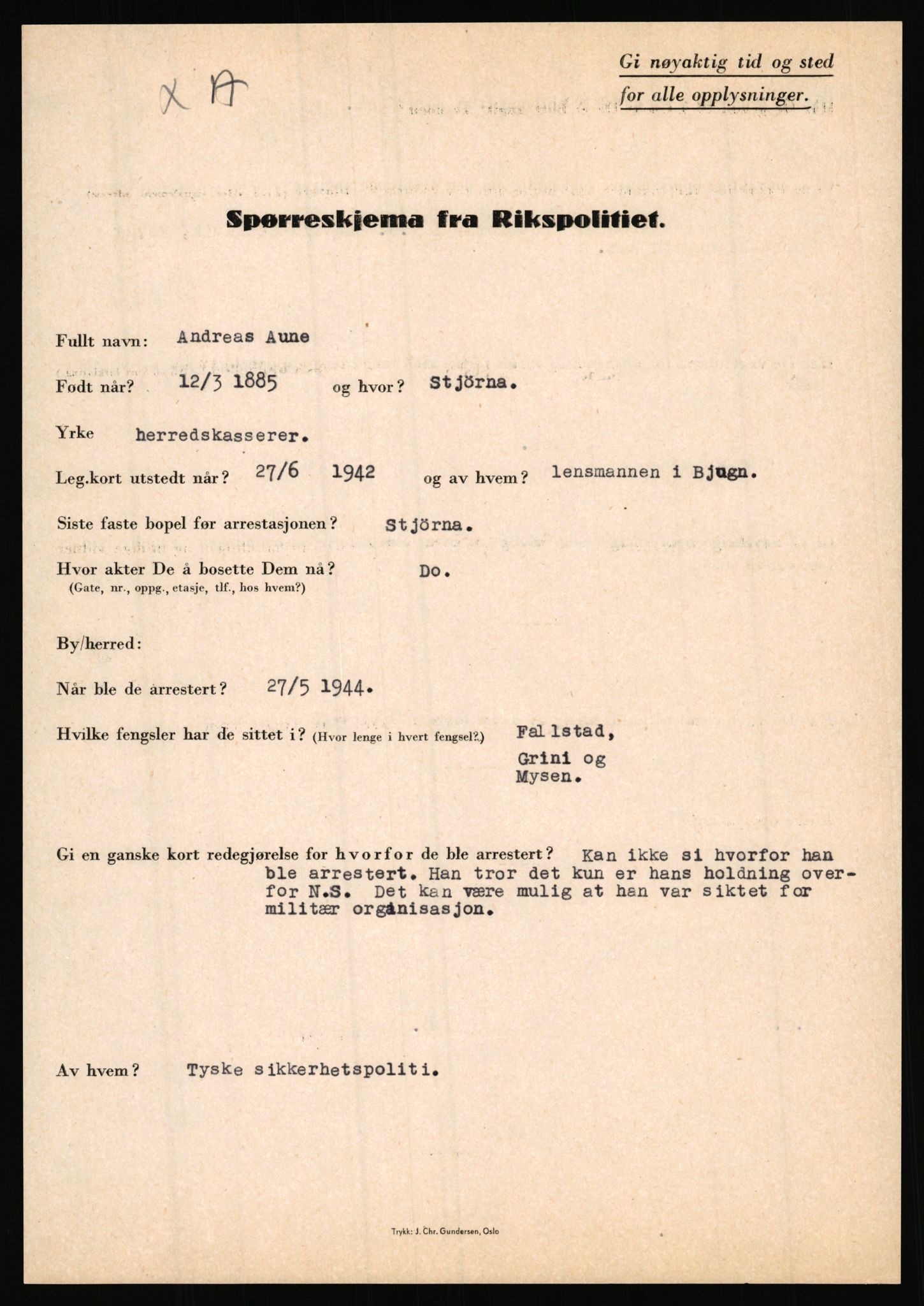 Rikspolitisjefen, AV/RA-S-1560/L/L0001: Abelseth, Rudolf - Berentsen, Odd, 1940-1945, p. 969