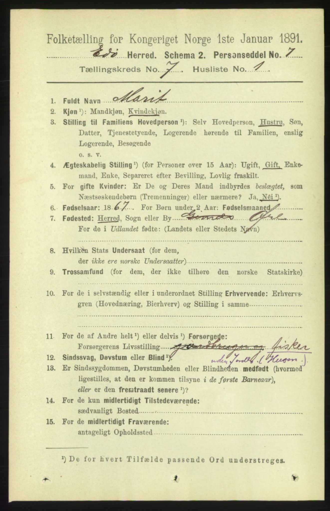 RA, 1891 census for 1573 Edøy, 1891, p. 1592