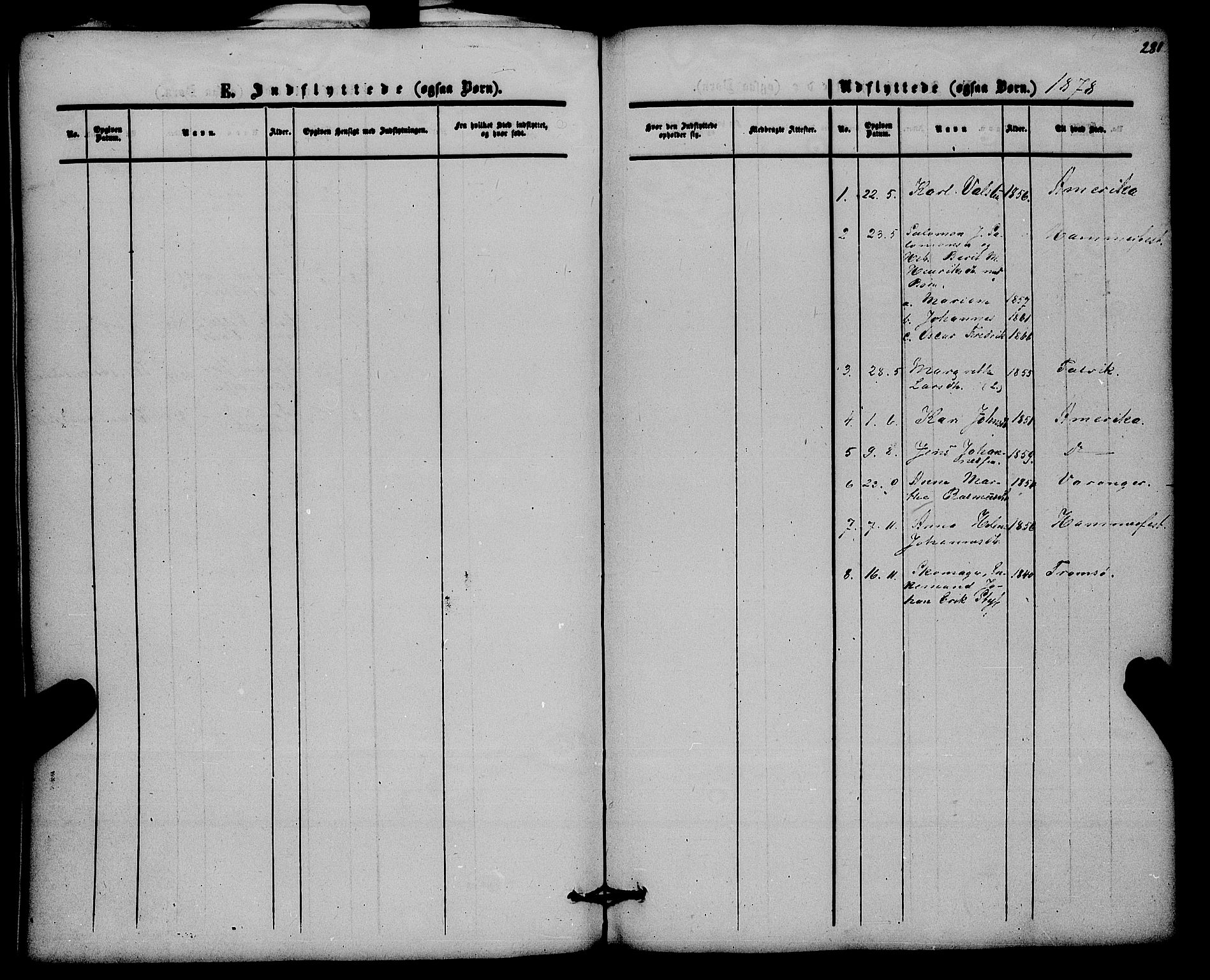 Alta sokneprestkontor, SATØ/S-1338/H/Ha/L0001.kirke: Parish register (official) no. 1, 1858-1878, p. 281