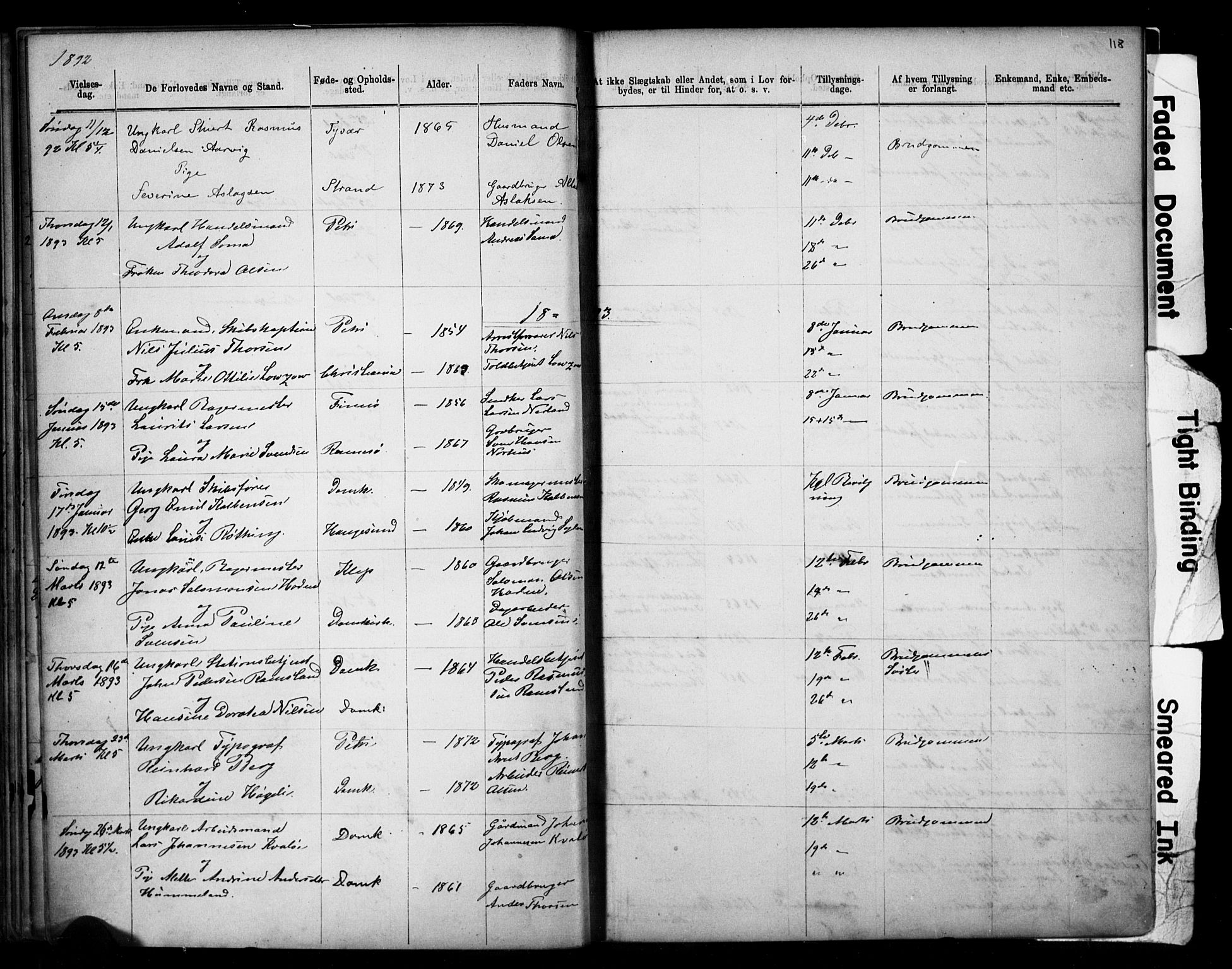 Domkirken sokneprestkontor, SAST/A-101812/001/30/30BB/L0014: Parish register (copy) no. B 14, 1875-1902, p. 118