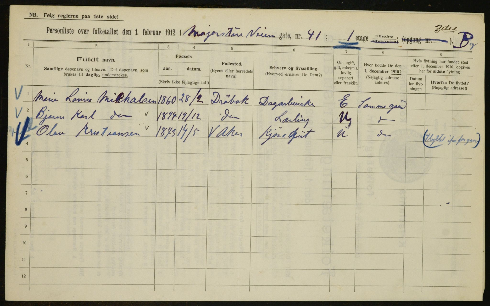 OBA, Municipal Census 1912 for Kristiania, 1912, p. 60409