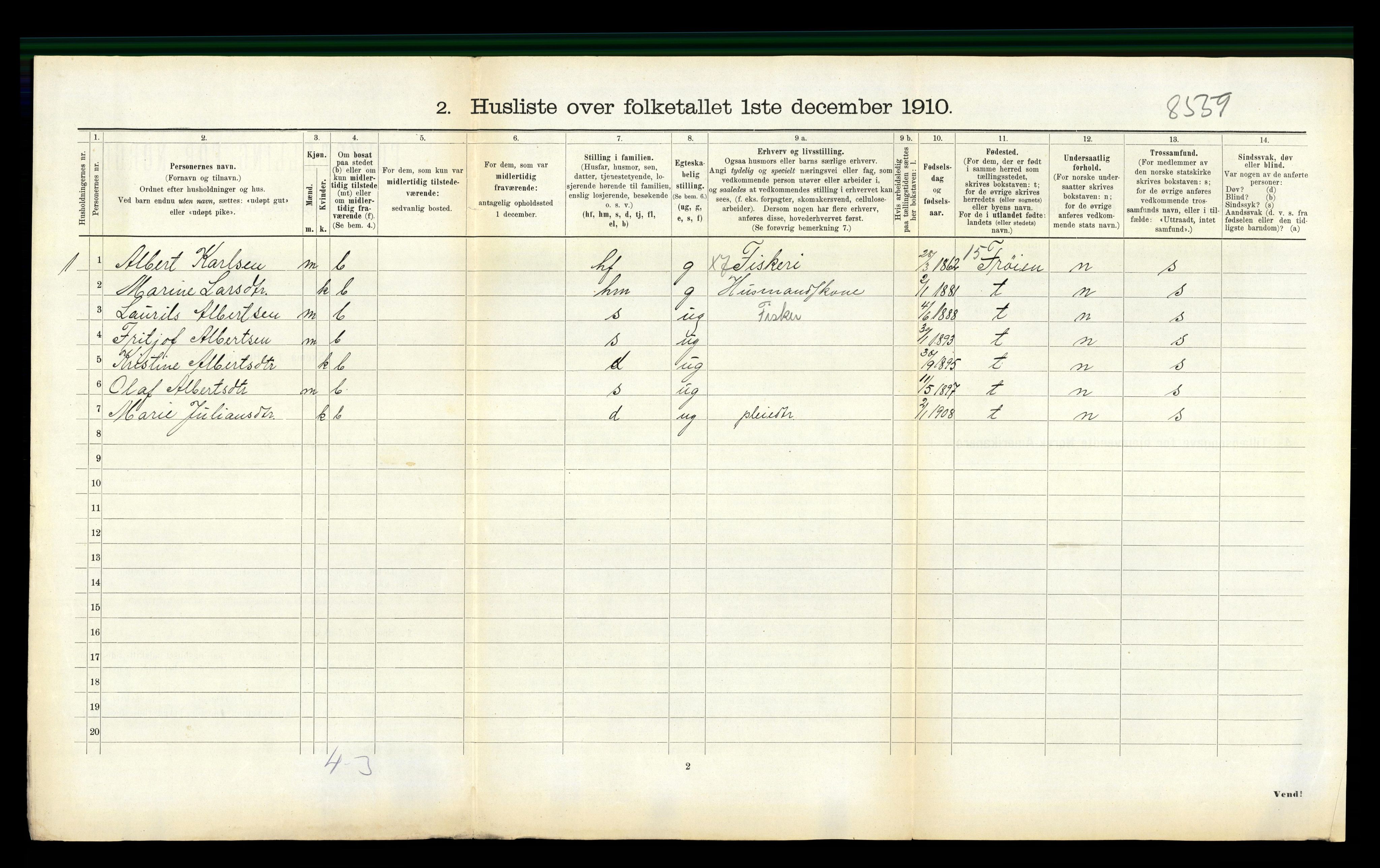 RA, 1910 census for Nord-Frøya, 1910, p. 935