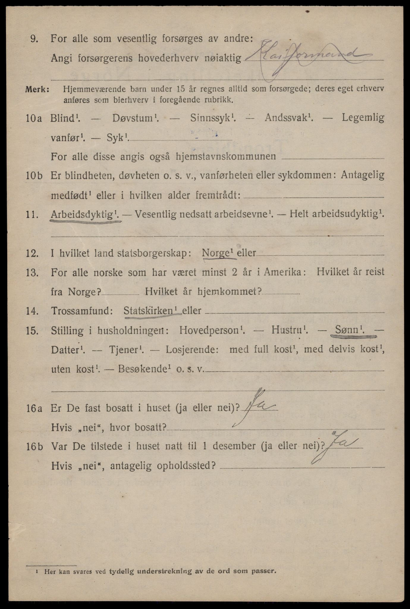 SAT, 1920 census for Trondheim, 1920, p. 87407