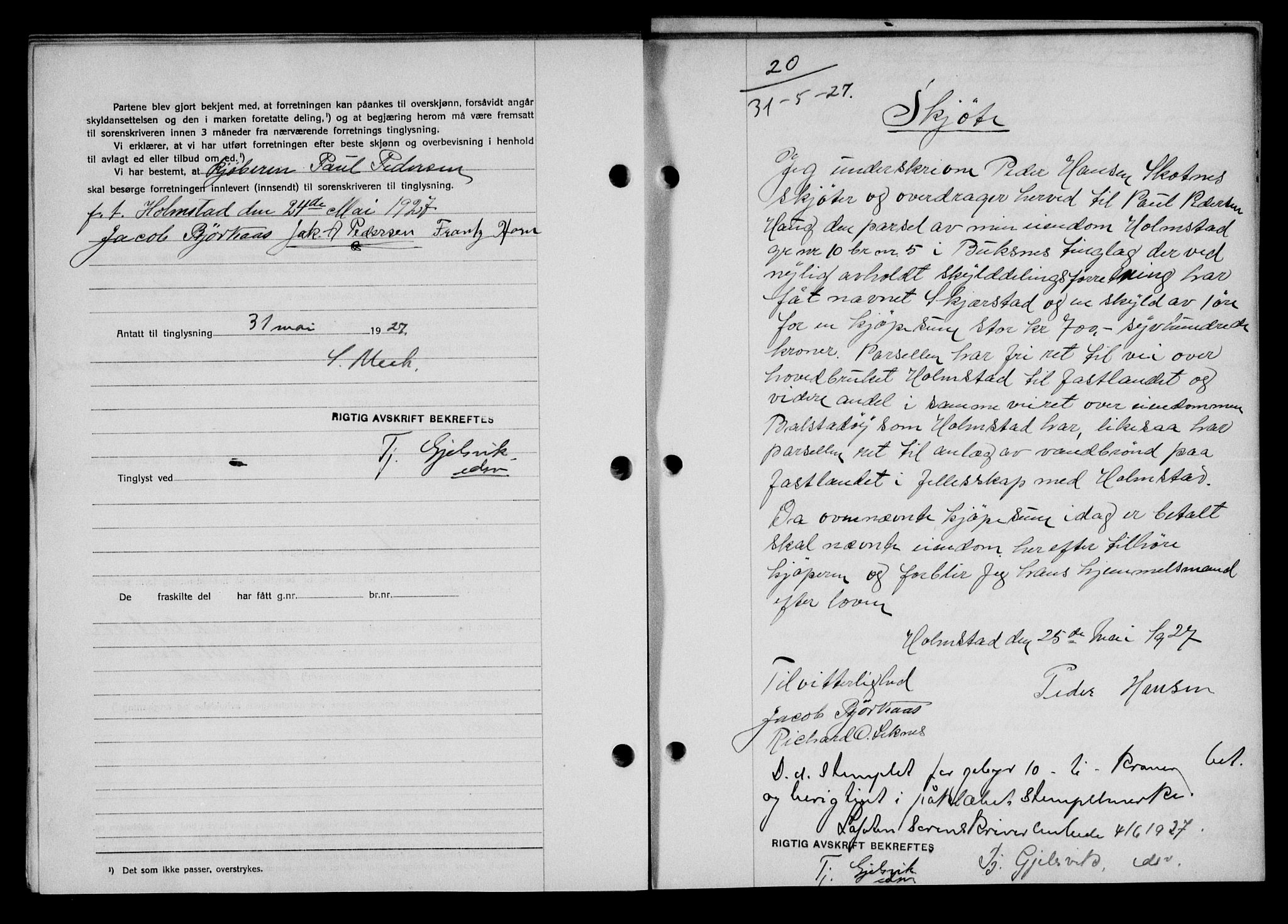 Lofoten sorenskriveri, AV/SAT-A-0017/1/2/2C/L0015b: Mortgage book no. 15b, 1927-1927, Deed date: 31.05.1927