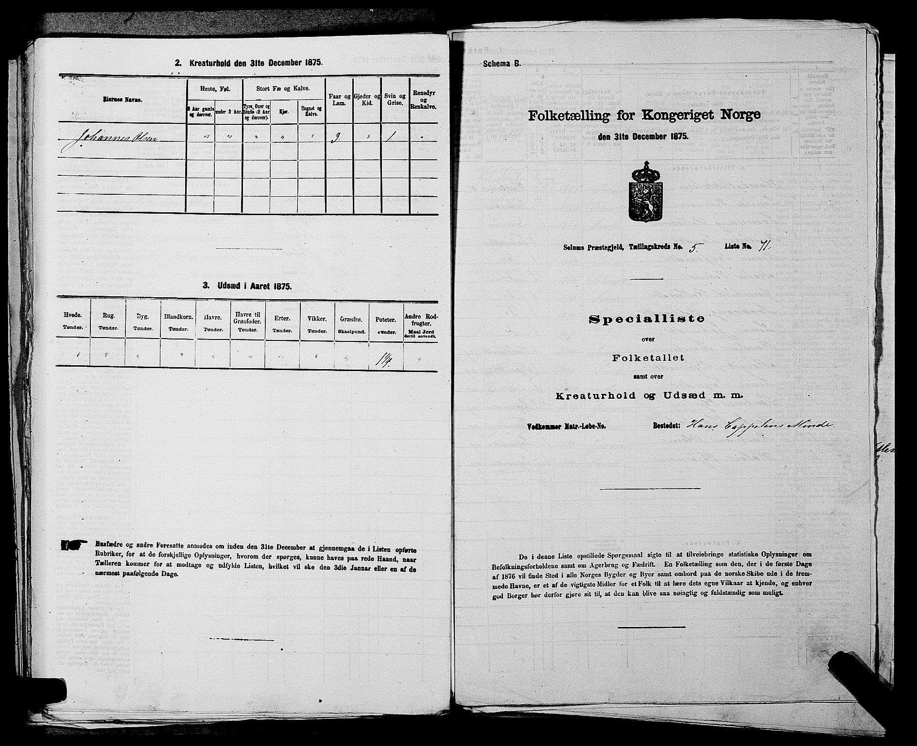 SAKO, 1875 census for 0818P Solum, 1875, p. 984