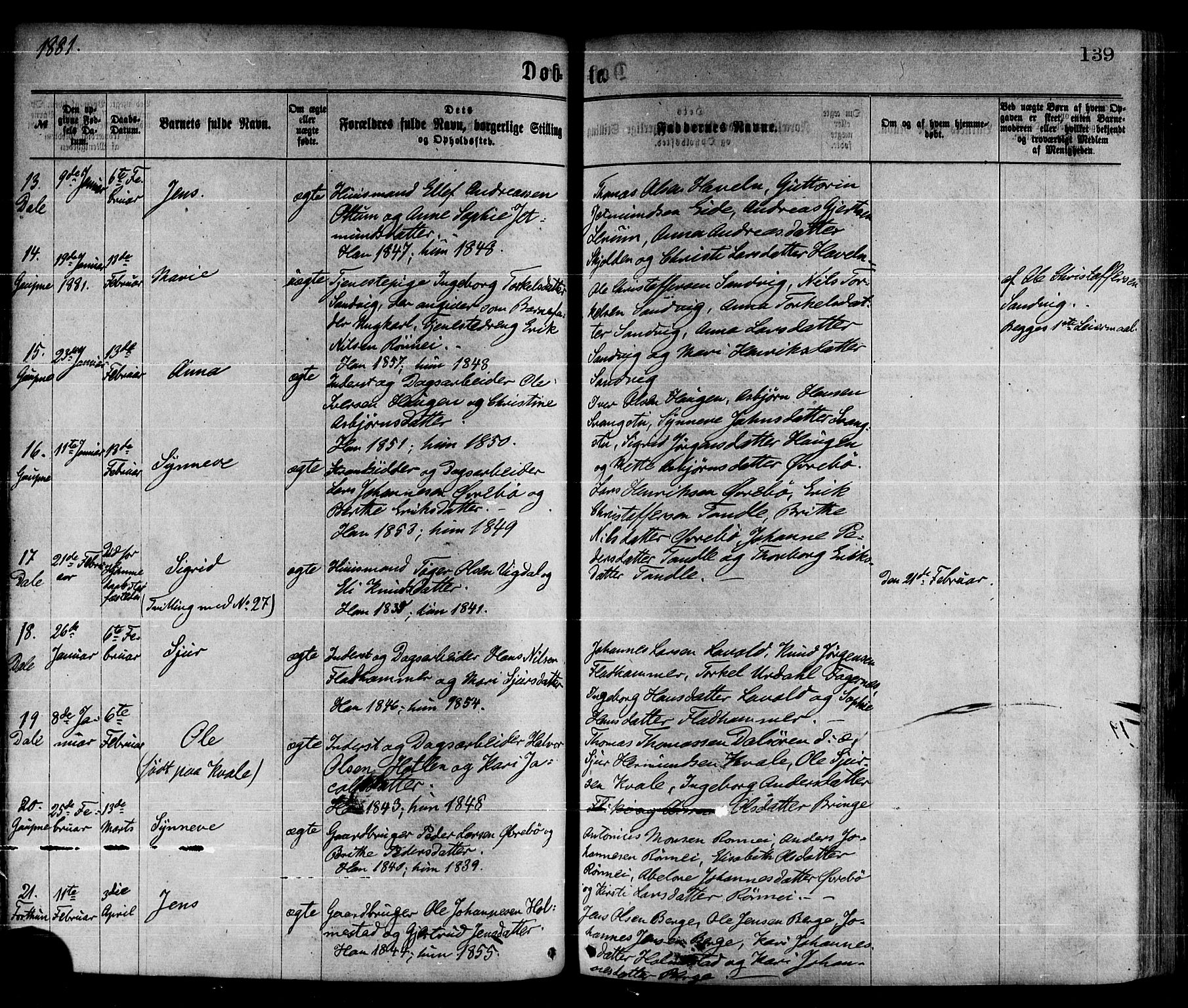 Luster sokneprestembete, AV/SAB-A-81101/H/Haa/Haaa/L0010: Parish register (official) no. A 10, 1871-1886, p. 139