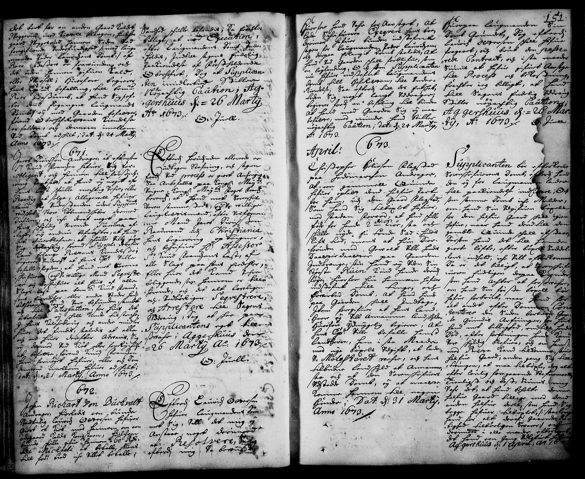 Stattholderembetet 1572-1771, AV/RA-EA-2870/Ad/L0003: Supplikasjons- og resolusjonsprotokoll, 1671-1682, p. 150b-151a