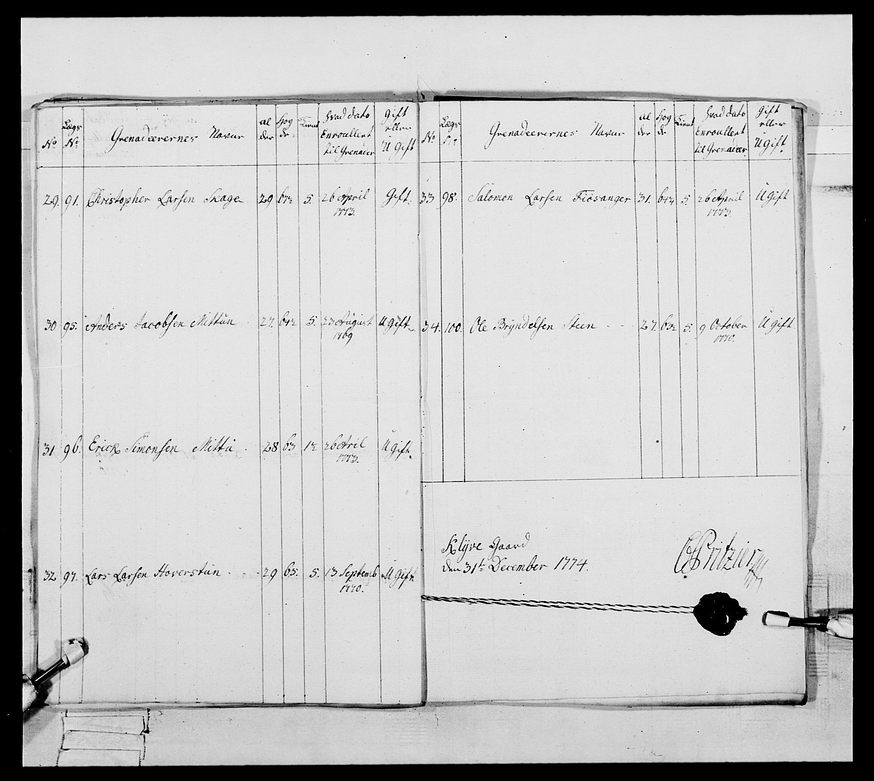 Generalitets- og kommissariatskollegiet, Det kongelige norske kommissariatskollegium, AV/RA-EA-5420/E/Eh/L0093: 2. Bergenhusiske nasjonale infanteriregiment, 1772-1774, p. 493