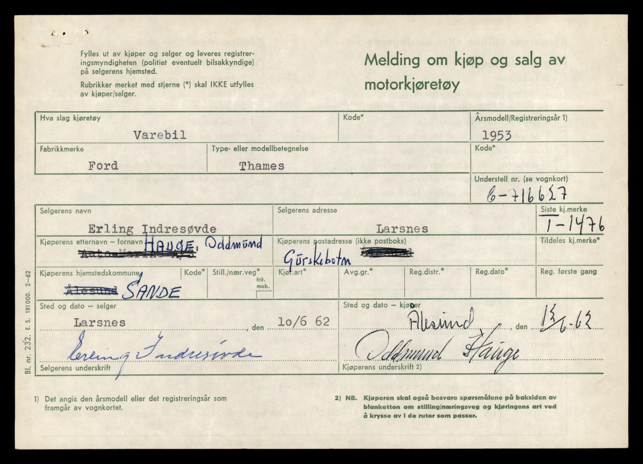 Møre og Romsdal vegkontor - Ålesund trafikkstasjon, SAT/A-4099/F/Fe/L0013: Registreringskort for kjøretøy T 1451 - T 1564, 1927-1998, p. 465