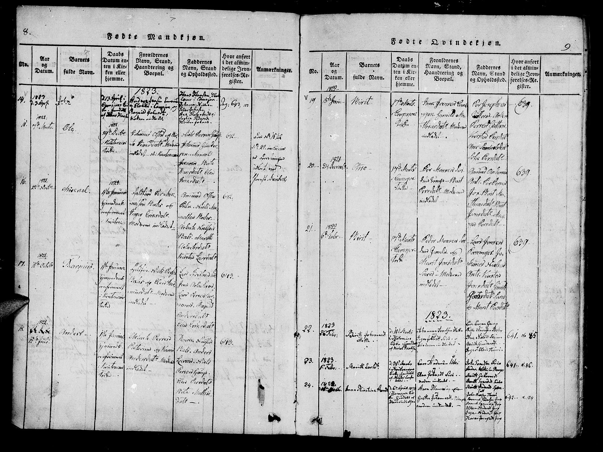 Kistrand/Porsanger sokneprestembete, SATØ/S-1351/H/Ha/L0010.kirke: Parish register (official) no. 10, 1821-1842, p. 8-9