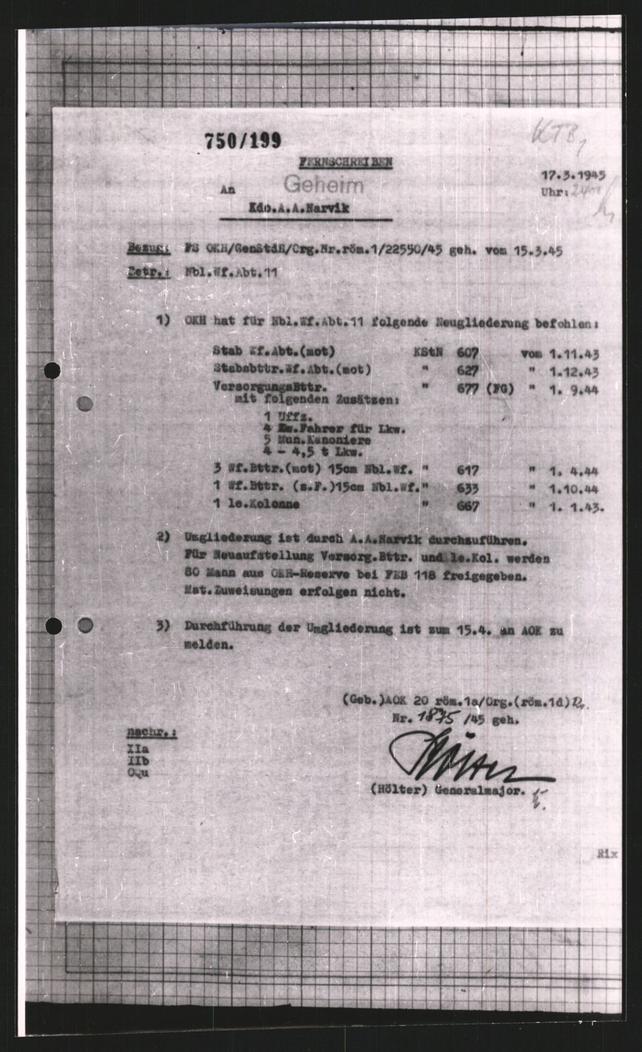 Forsvarets Overkommando. 2 kontor. Arkiv 11.4. Spredte tyske arkivsaker, AV/RA-RAFA-7031/D/Dar/Dara/L0008: Krigsdagbøker for 20. Gebirgs-Armee-Oberkommando (AOK 20), 1945, p. 529