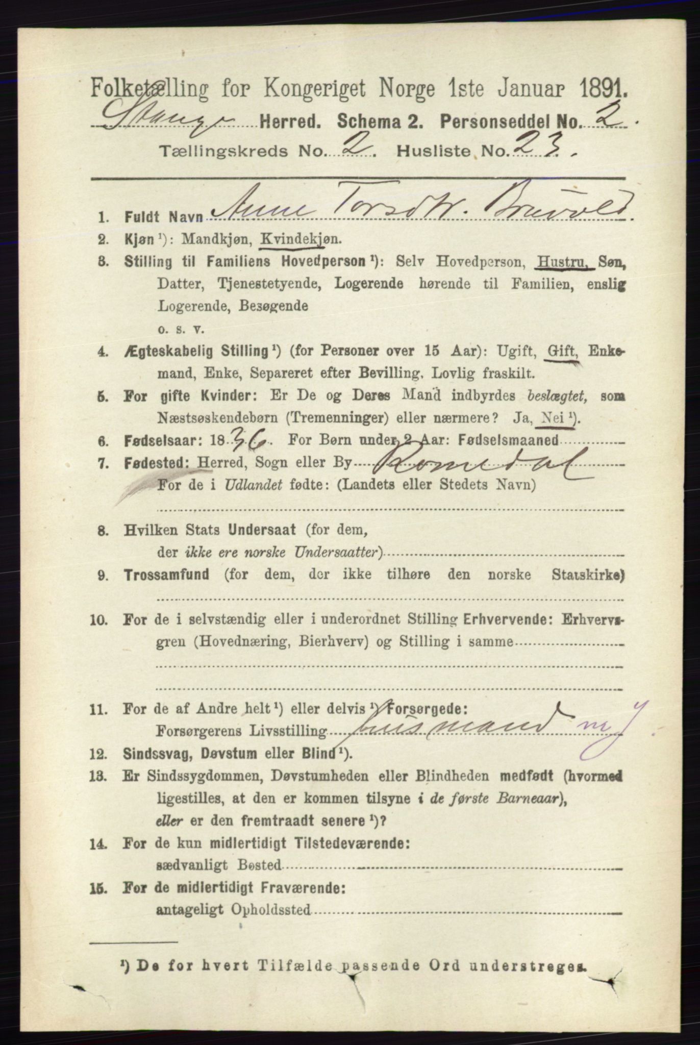 RA, 1891 census for 0417 Stange, 1891, p. 1060