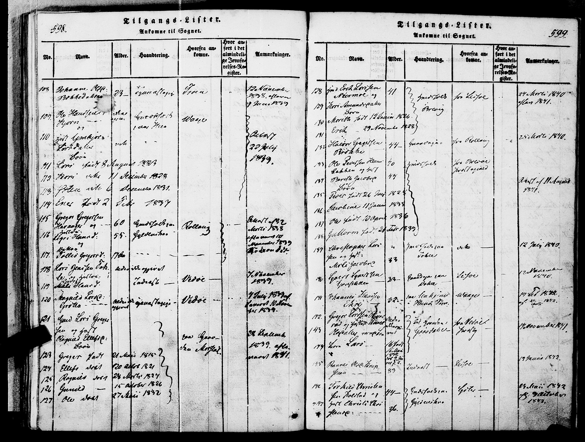Ministerialprotokoller, klokkerbøker og fødselsregistre - Møre og Romsdal, SAT/A-1454/545/L0585: Parish register (official) no. 545A01, 1818-1853, p. 598-599