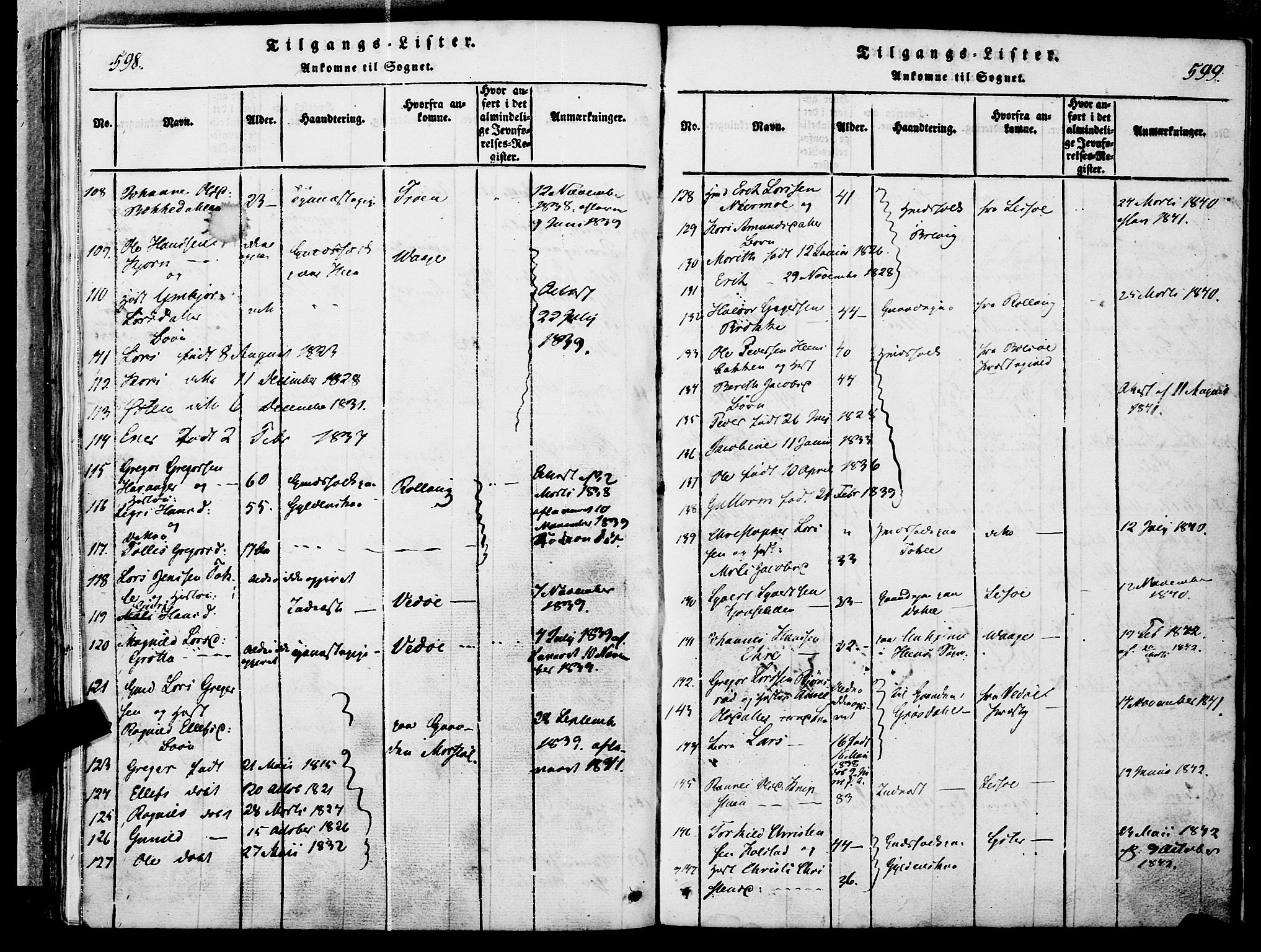 Ministerialprotokoller, klokkerbøker og fødselsregistre - Møre og Romsdal, AV/SAT-A-1454/545/L0585: Parish register (official) no. 545A01, 1818-1853, p. 598-599