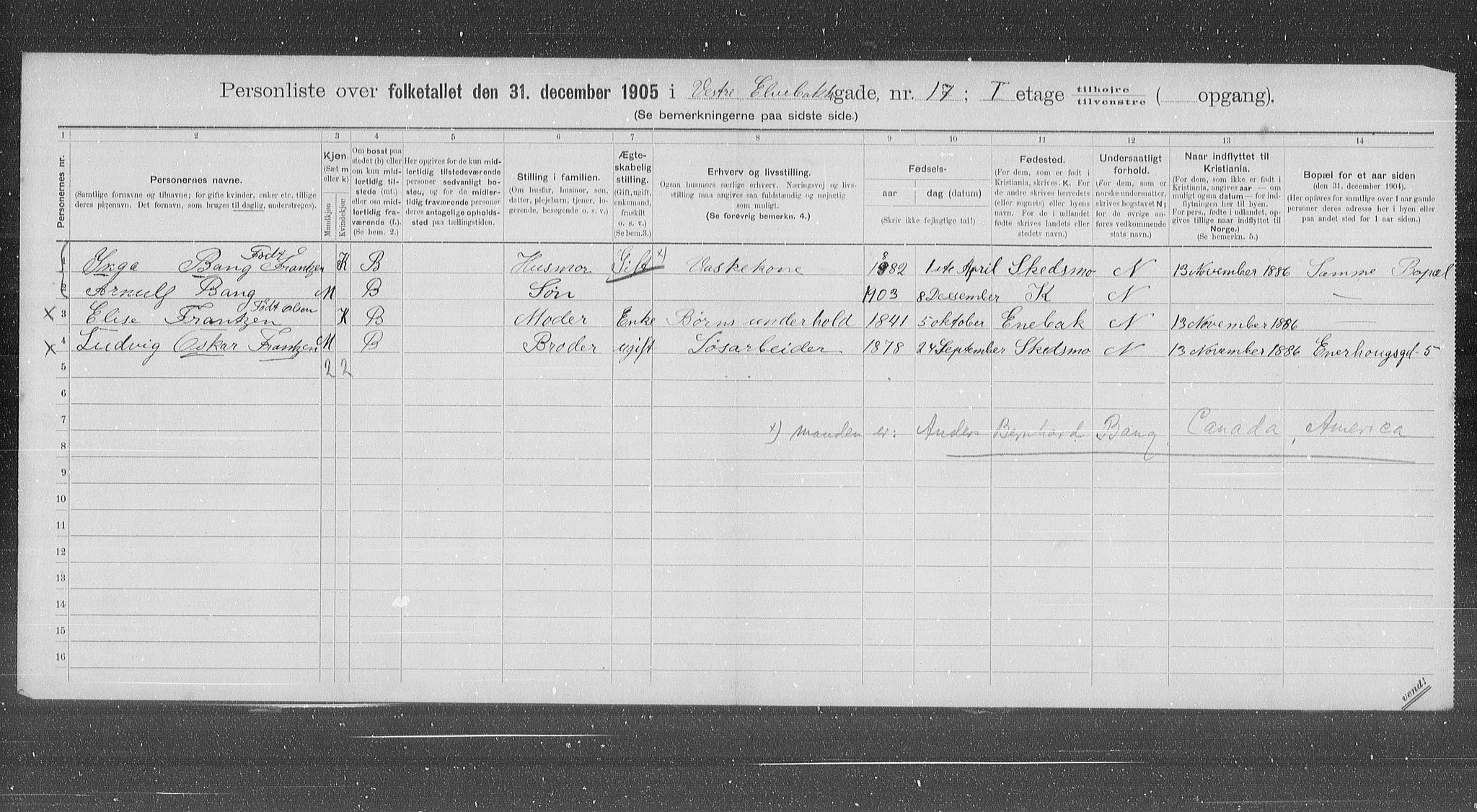 OBA, Municipal Census 1905 for Kristiania, 1905, p. 64442