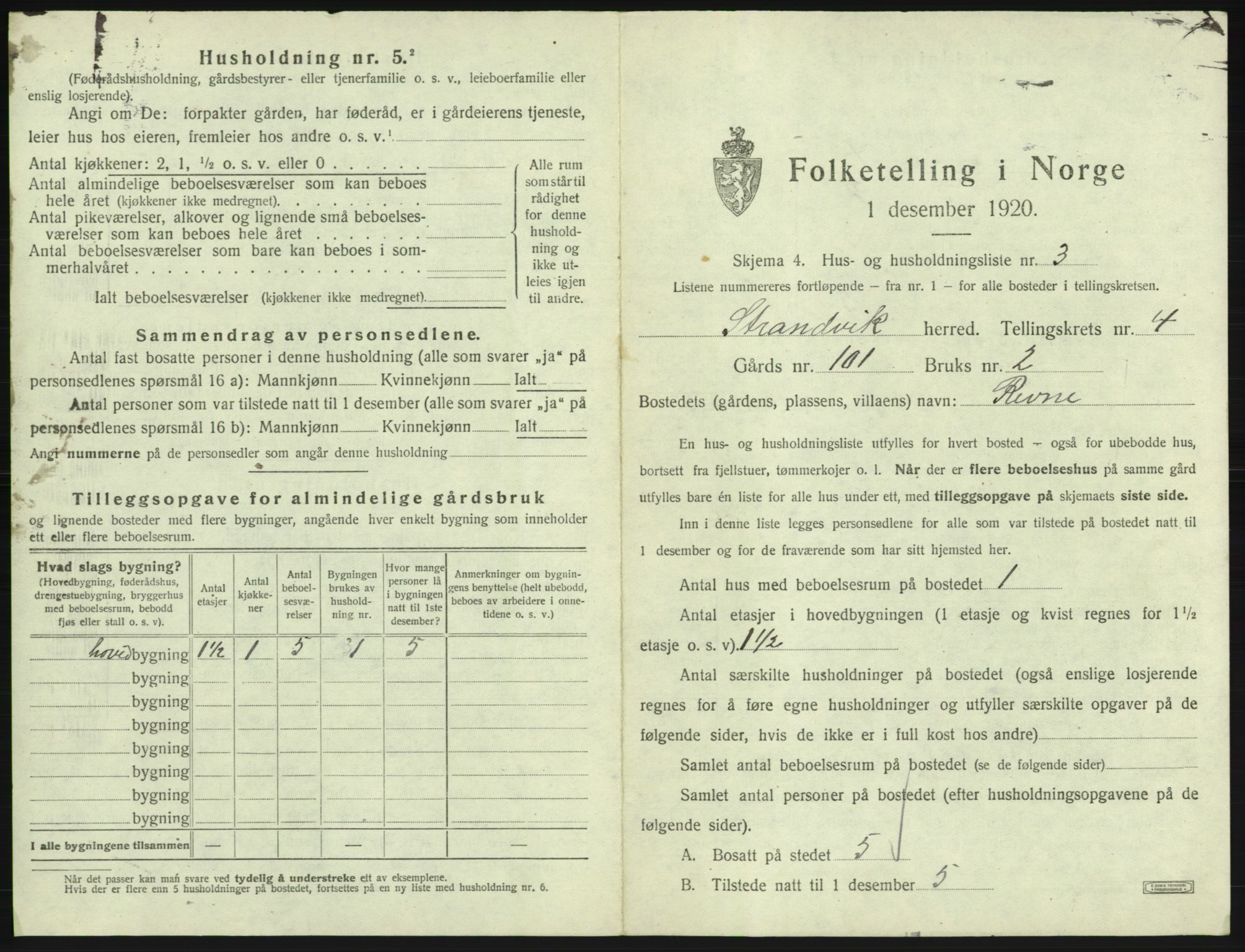 SAB, 1920 census for Strandvik, 1920, p. 449