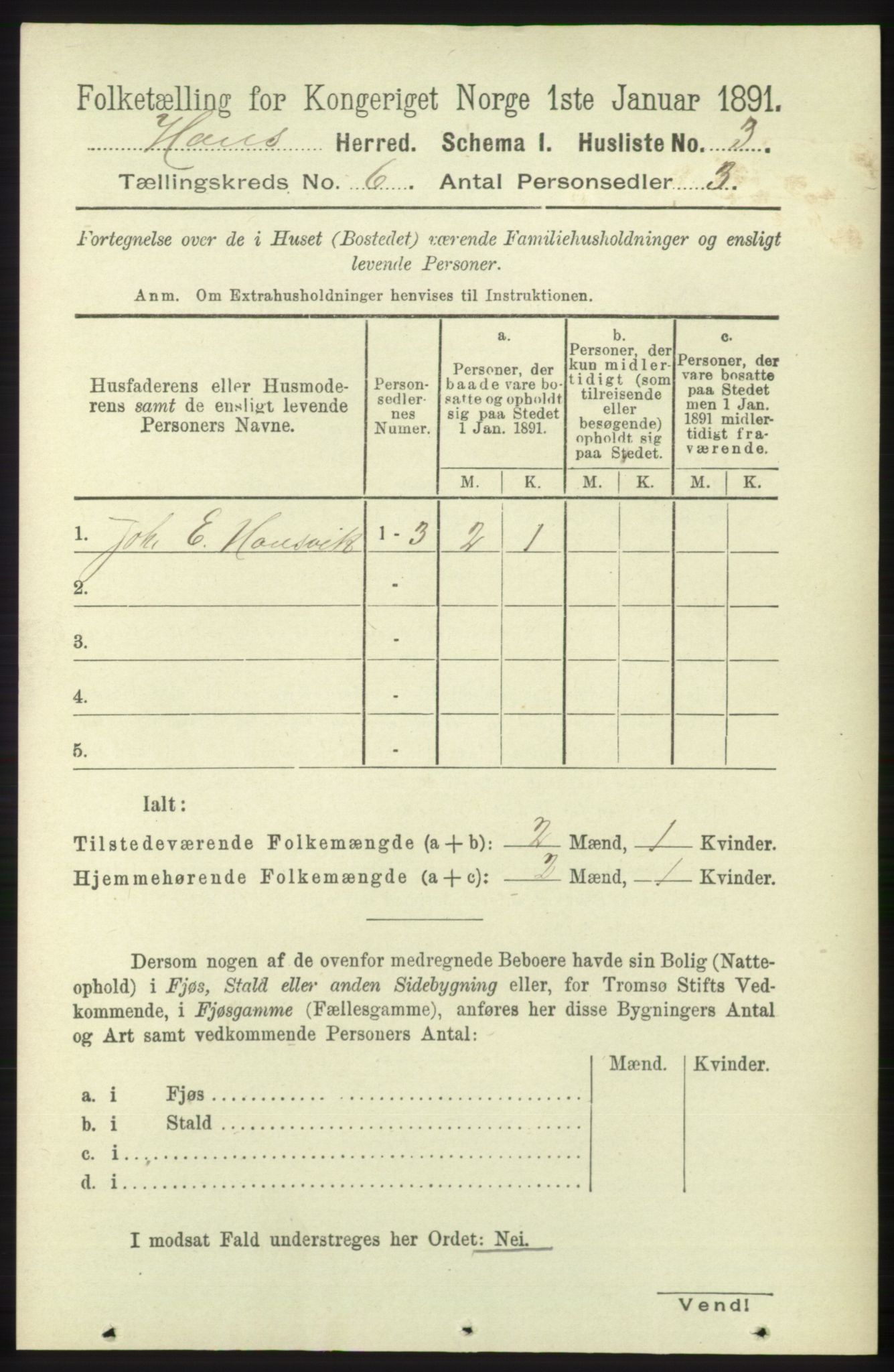 RA, 1891 census for 1250 Haus, 1891, p. 2269