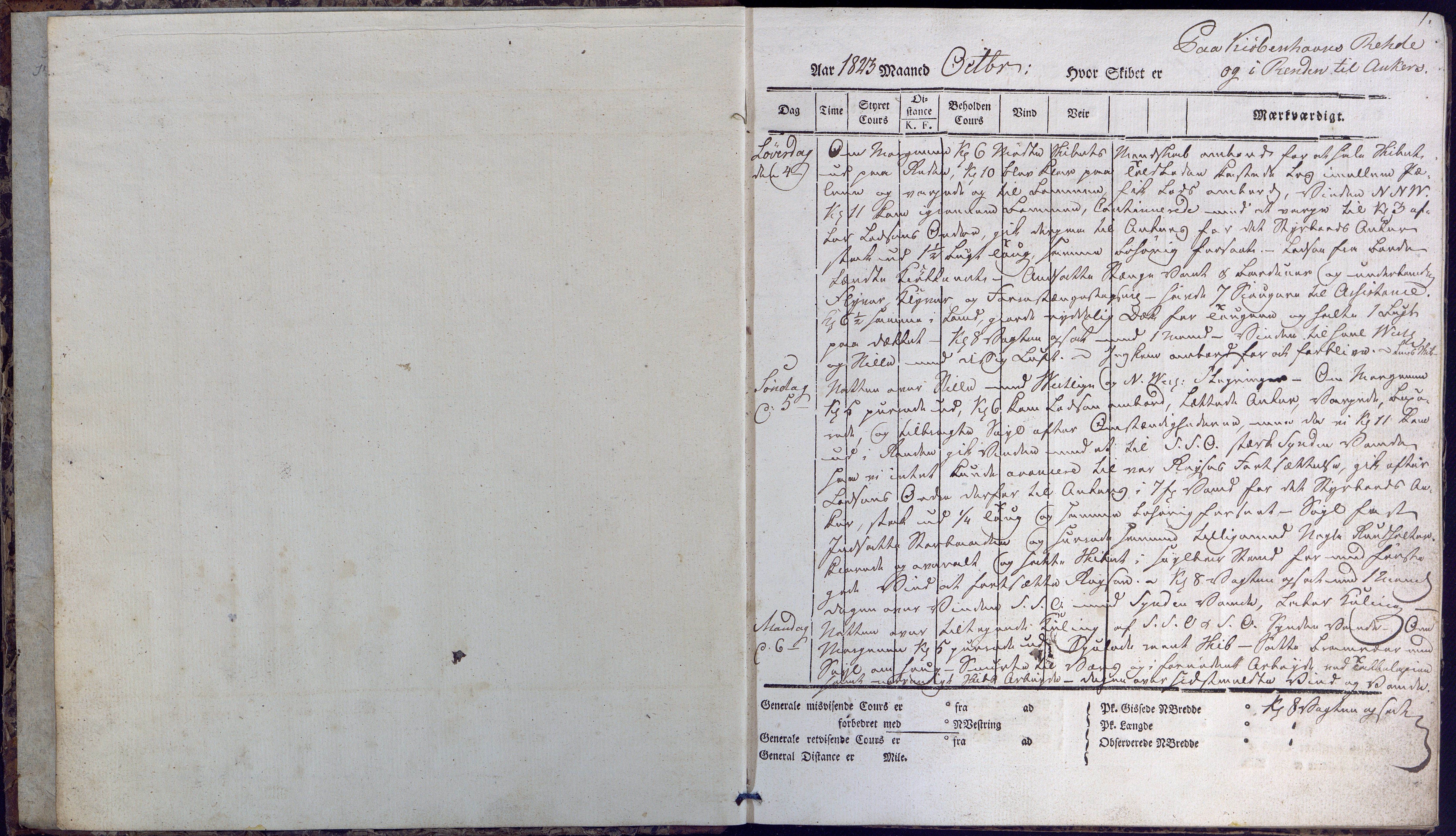 Fartøysarkivet, AAKS/PA-1934/F/L0231/0001: Neptunus (båttype ikke oppgitt) / Neptunus skipsjournal 1823-1824, 1823-1824, p. 1