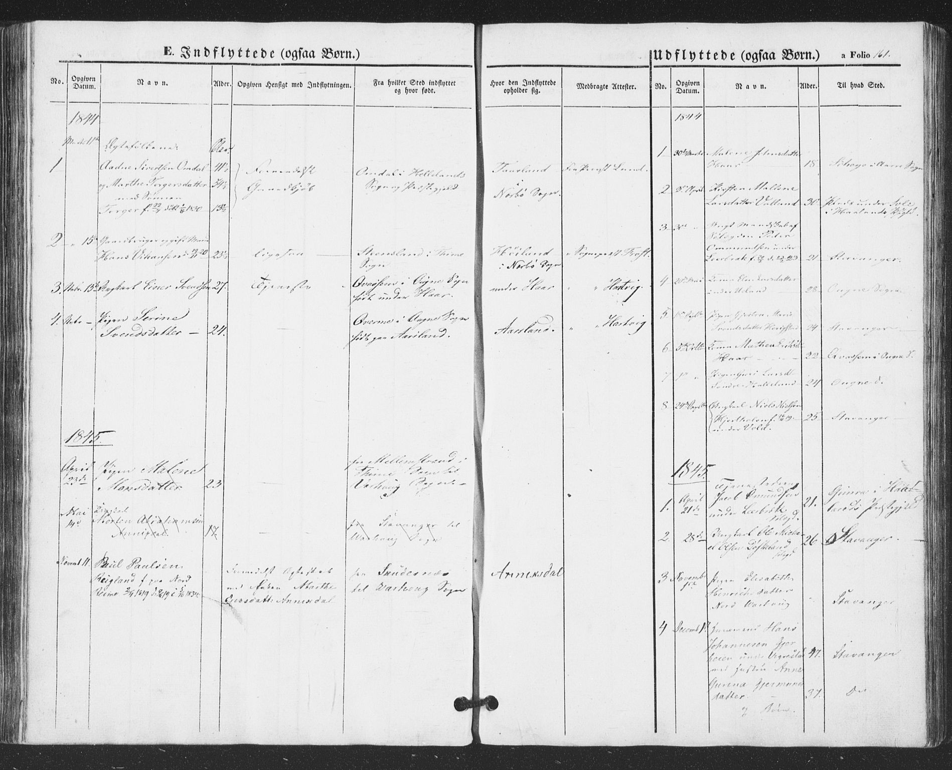 Hå sokneprestkontor, AV/SAST-A-101801/001/30BA/L0007: Parish register (official) no. A 6, 1842-1855, p. 161