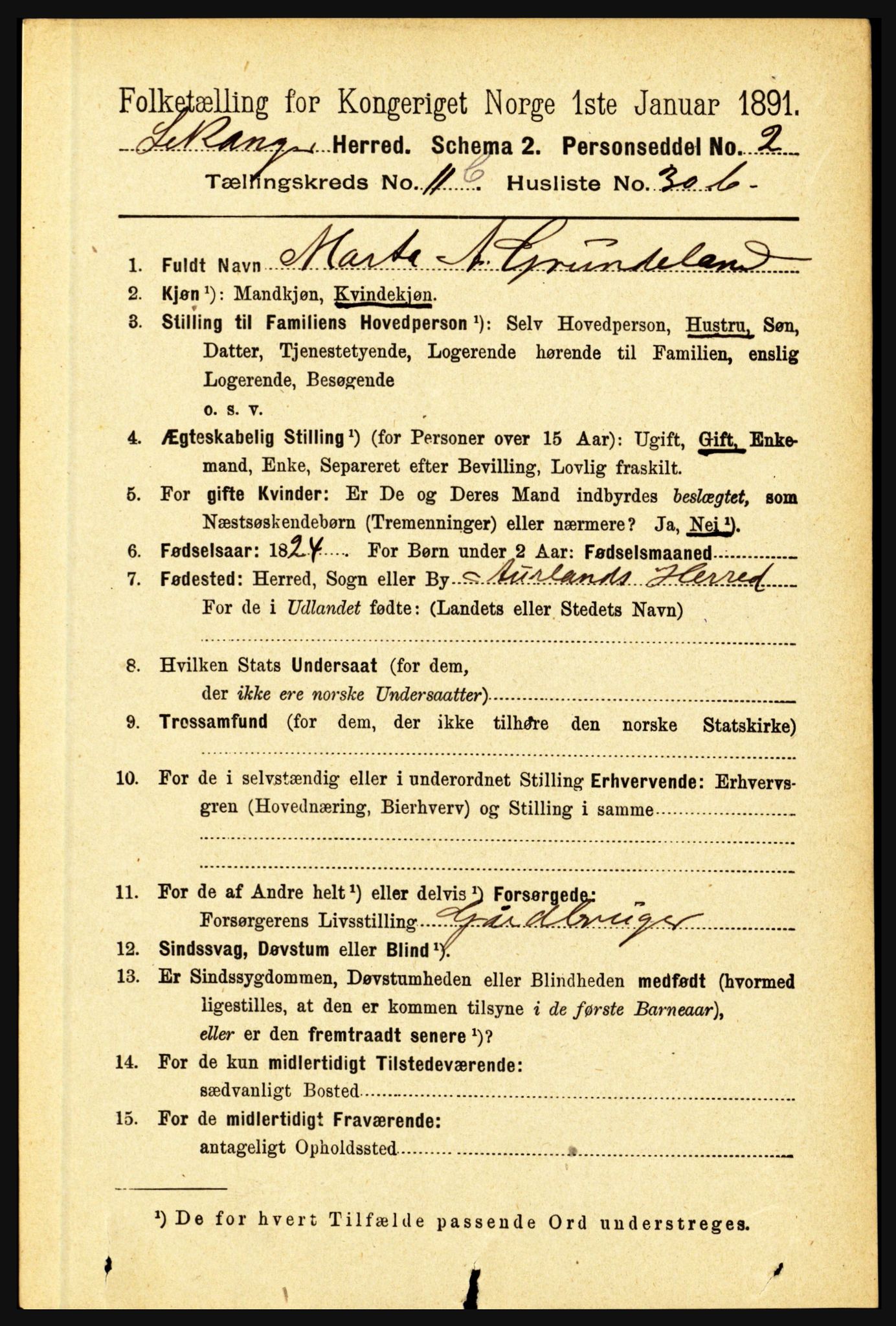 RA, 1891 census for 1419 Leikanger, 1891, p. 2320