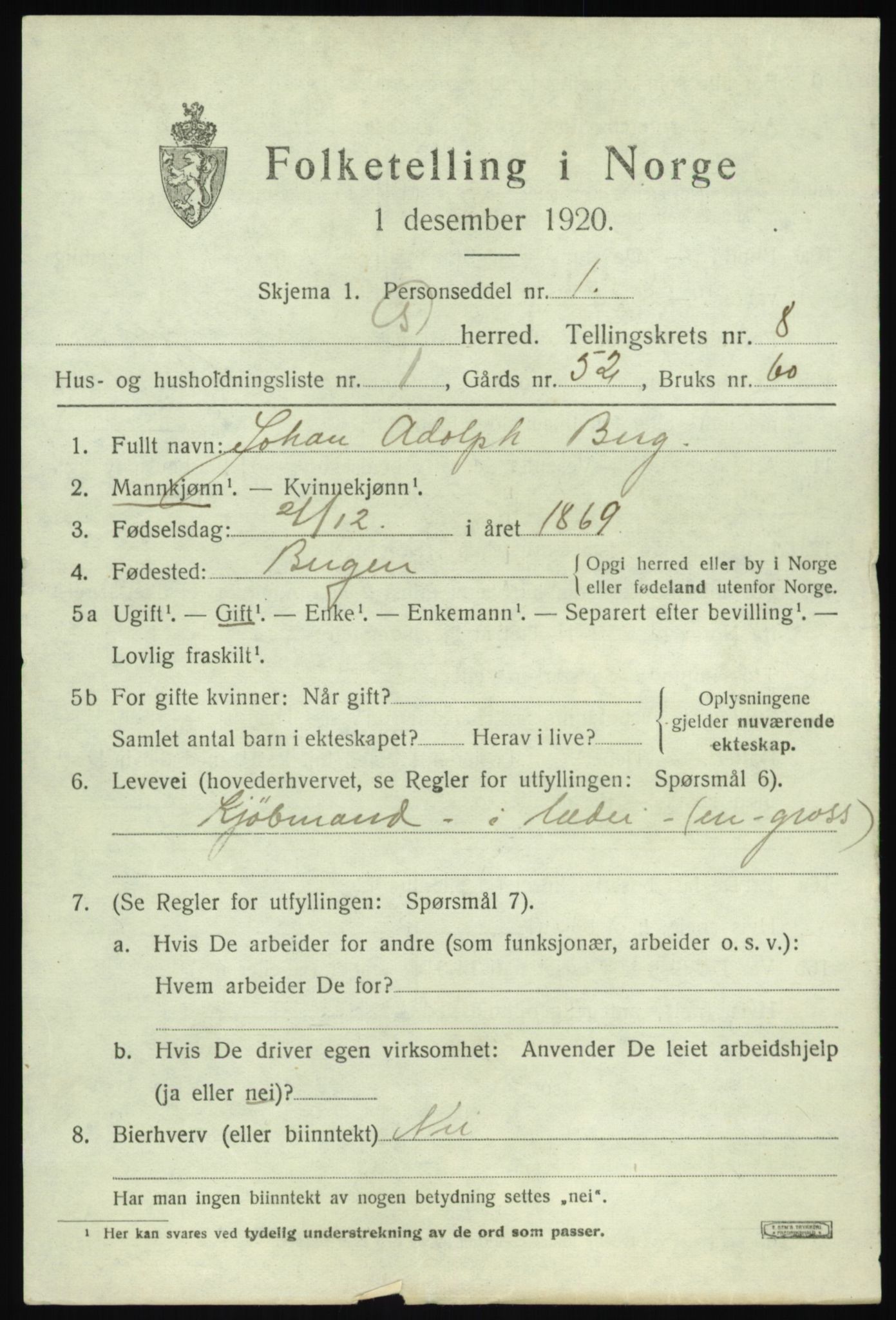 SAB, 1920 census for Os, 1920, p. 6550