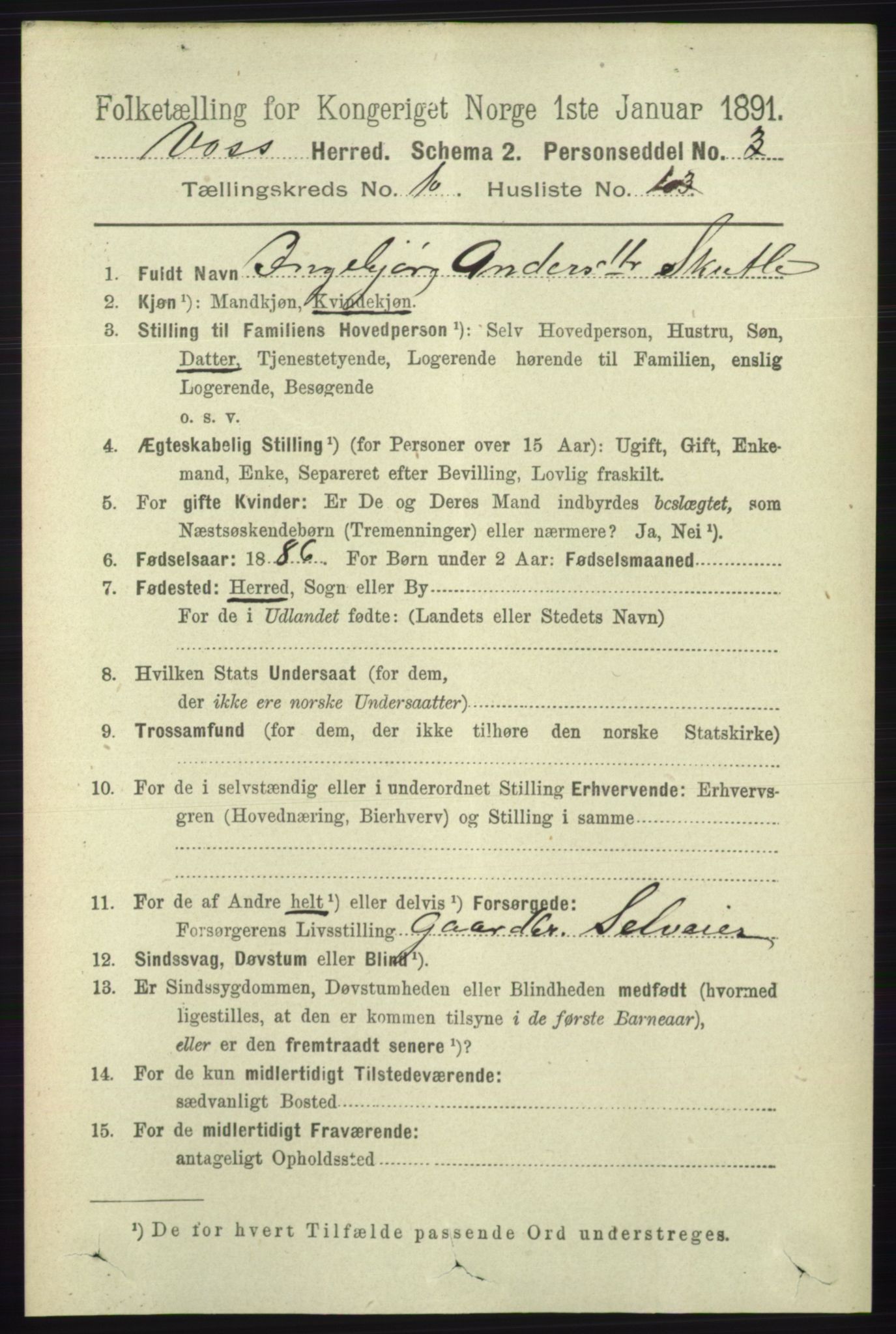 RA, 1891 census for 1235 Voss, 1891, p. 5716