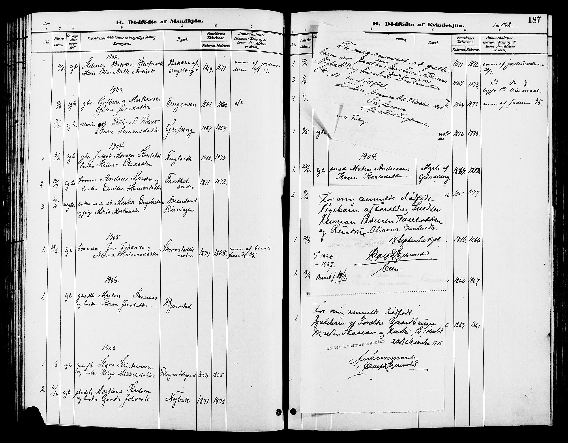 Løten prestekontor, AV/SAH-PREST-022/L/La/L0006: Parish register (copy) no. 6, 1892-1909, p. 187