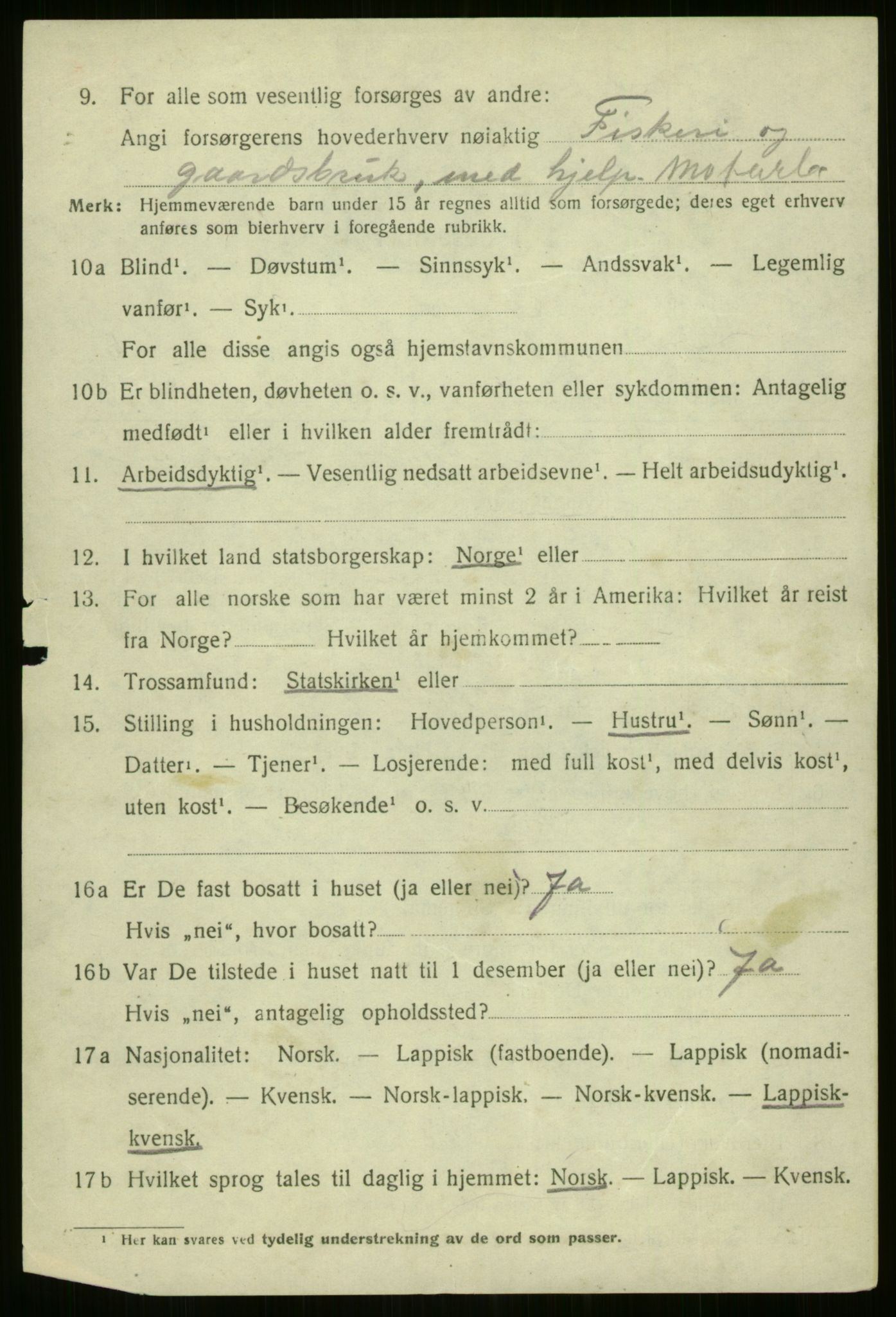 SATØ, 1920 census for Kvænangen, 1920, p. 3625